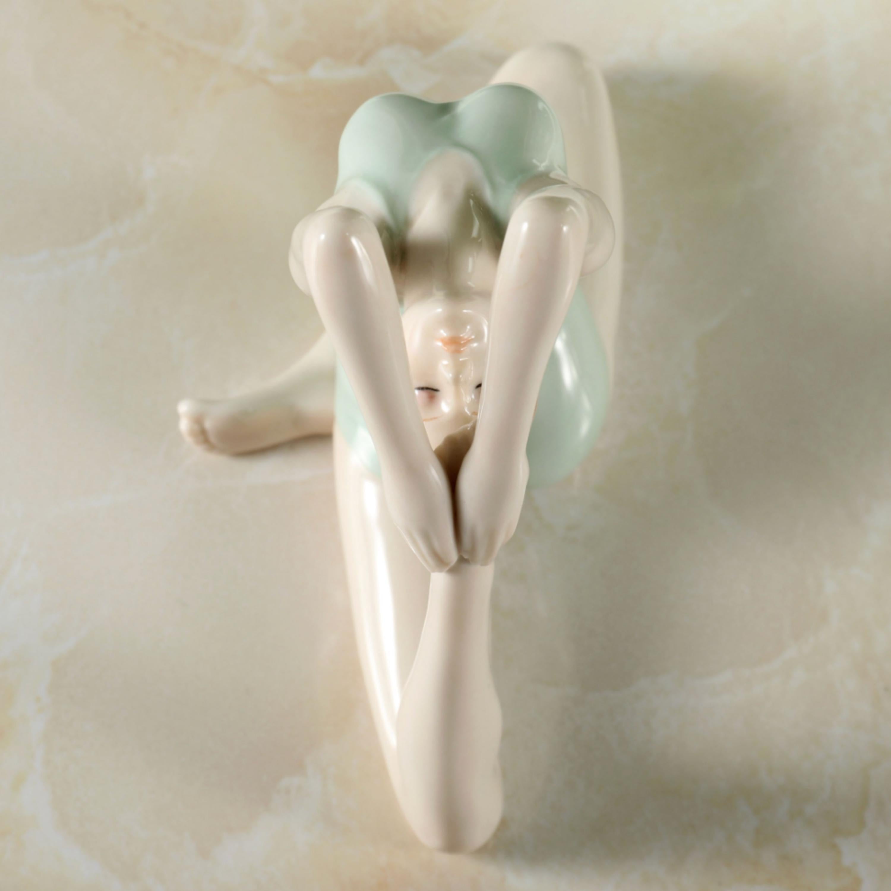Fine Porcelain Yoga Sculpture, One Legged King Pigeon Pose, Eka Pada Rajakapotasana, Meditation Decor