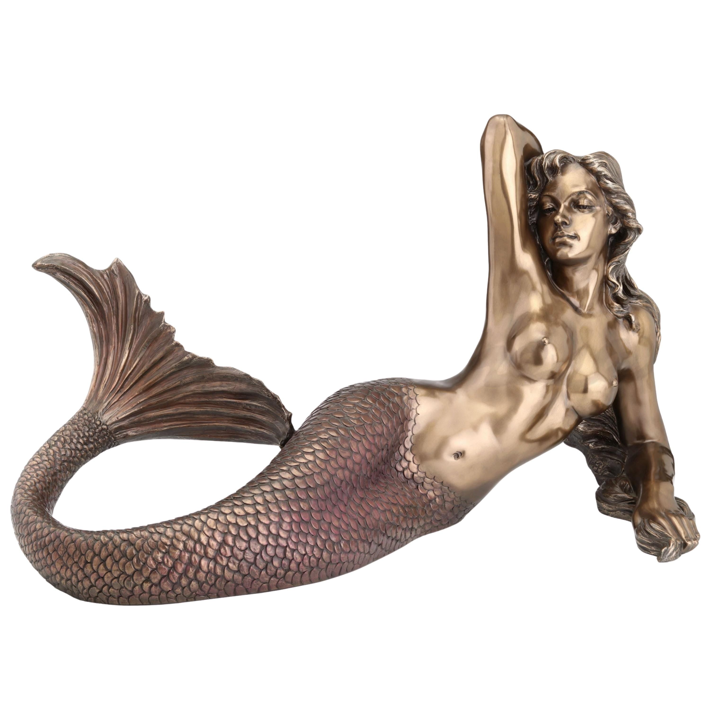 Large Mermaid Lying Back Statue. Sea Goddess Figurine, Coastal Home Decor, Mythology Collector Gift