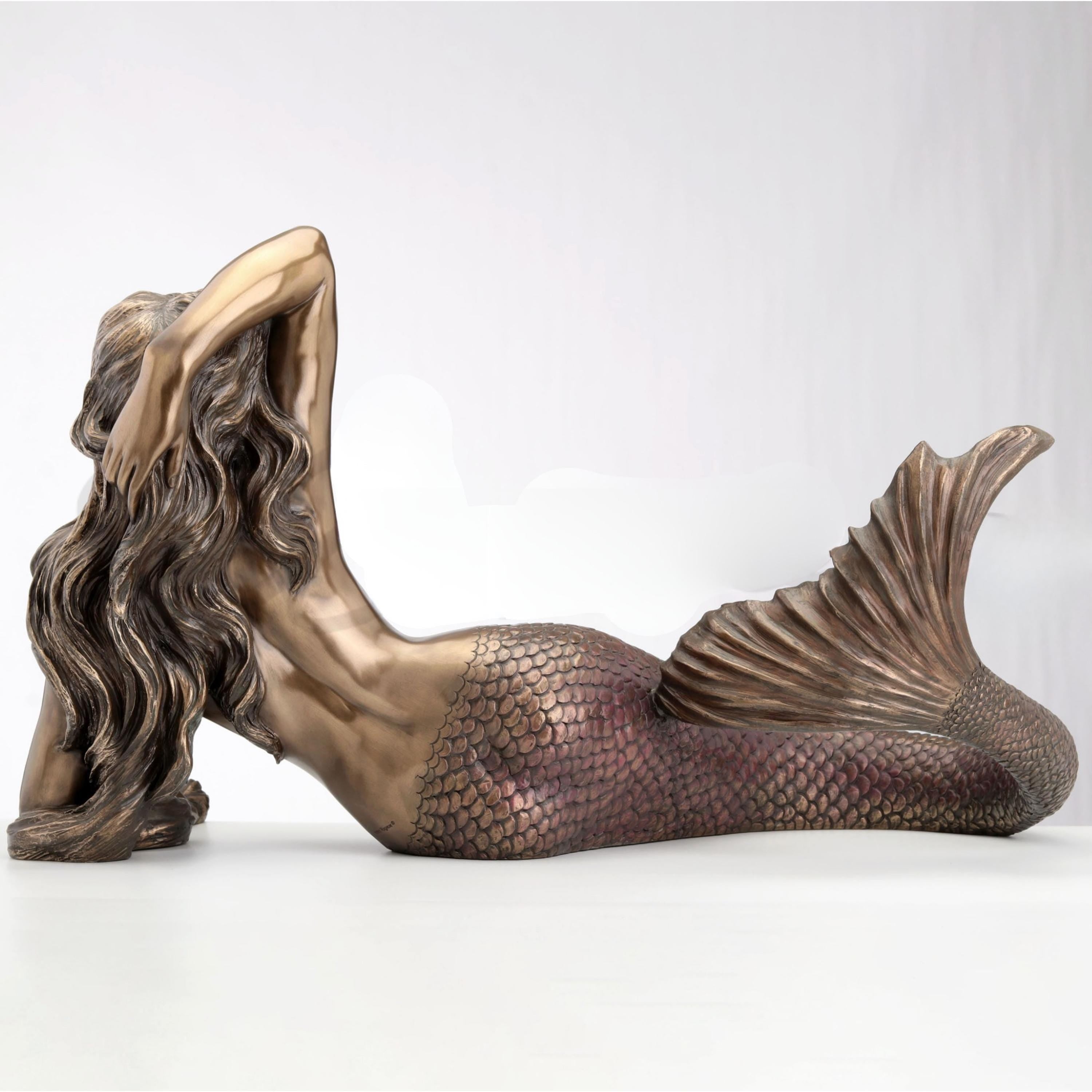 Large Mermaid Lying Back Statue. Sea Goddess Figurine, Coastal Home Decor, Mythology Collector Gift