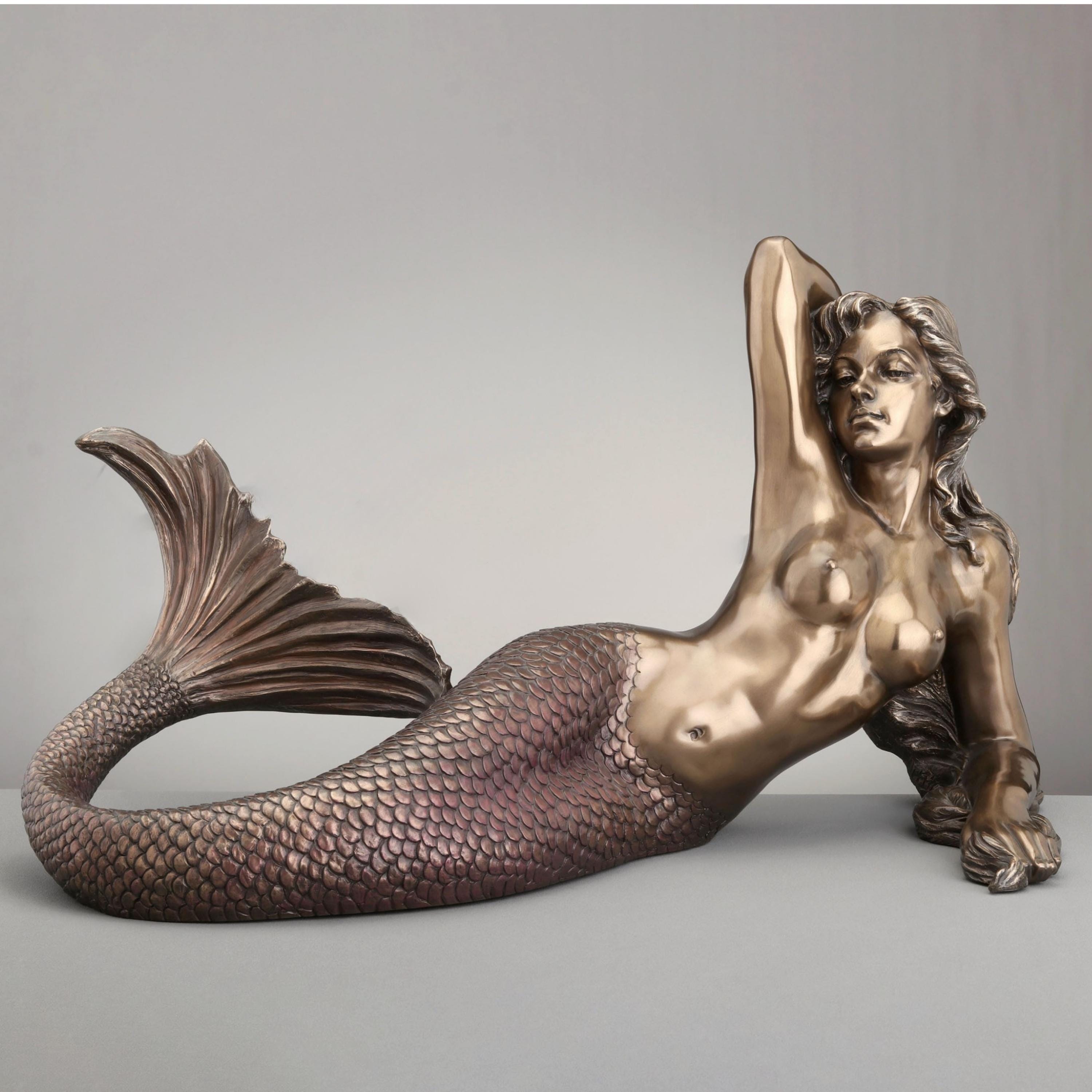 Large Mermaid Lying Back Statue. Sea Goddess Figurine, Coastal Home Decor, Mythology Collector Gift