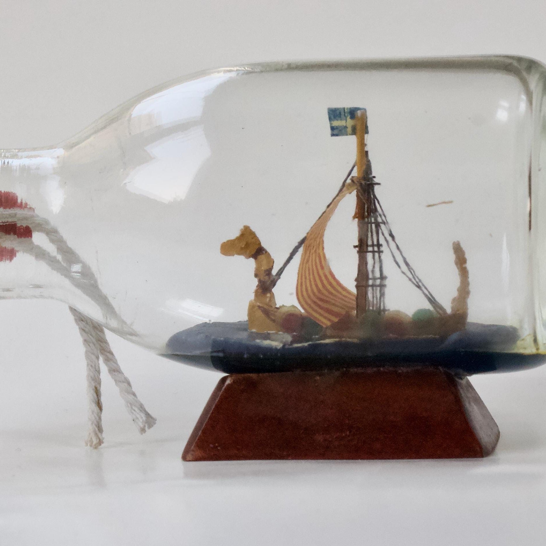 Mini Viking Ship in Bottle – Swedish Nautical Decor, Maritime Ornament