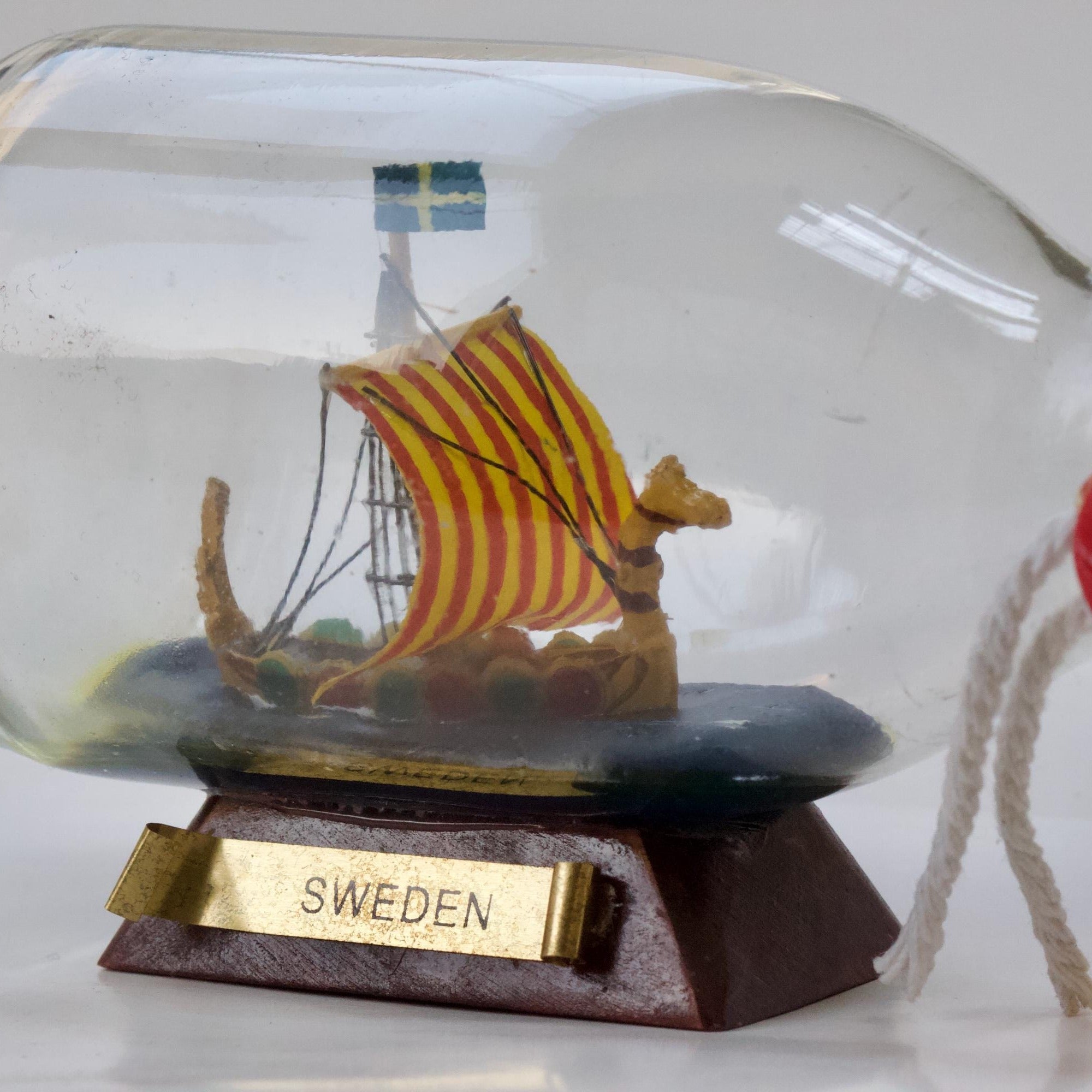 Mini Viking Ship in Bottle – Swedish Nautical Decor, Maritime Ornament