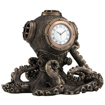 Steampunk Octopus Desk Clock: Cold Cast Bronze Veronese Design Home Decor