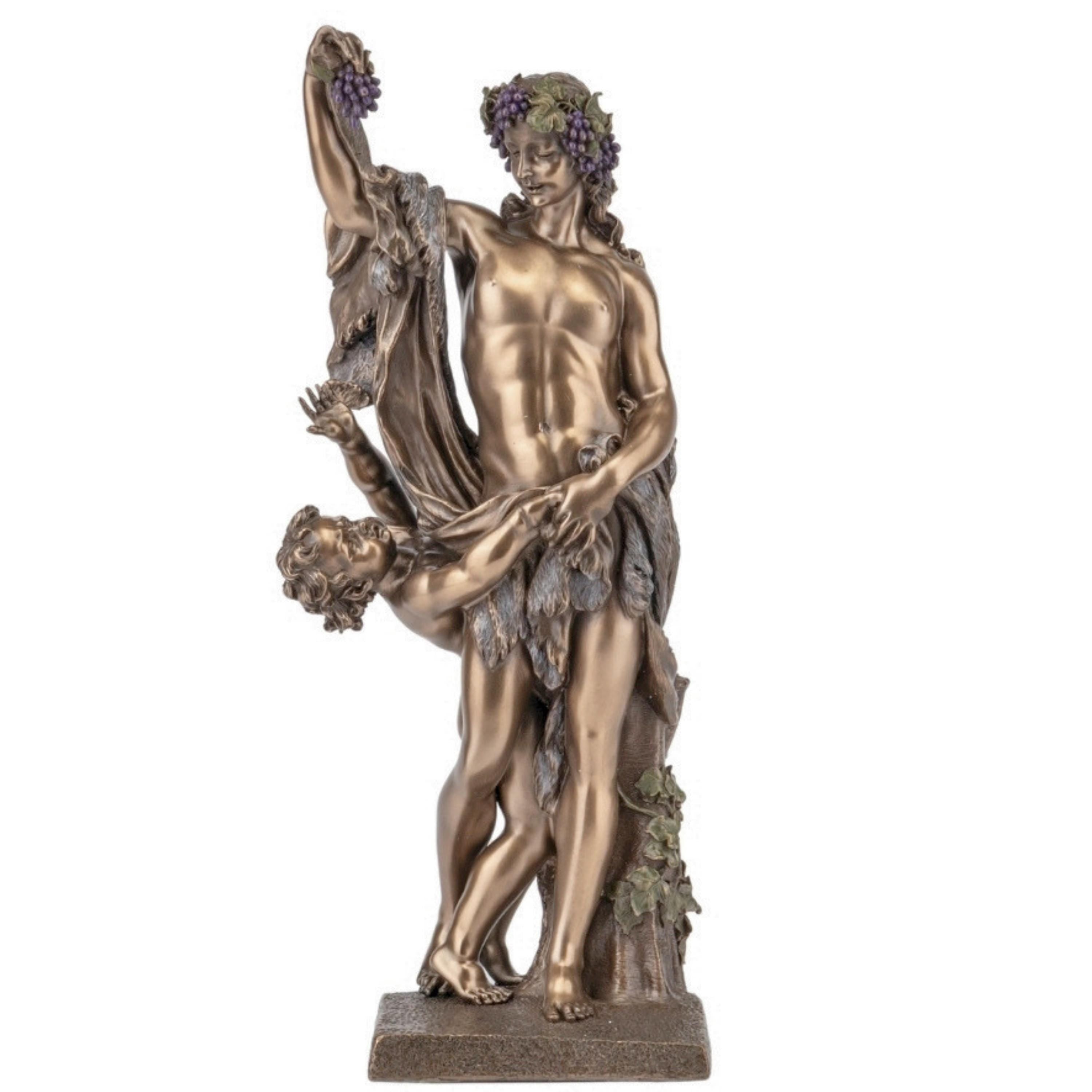 Bronze Finish Dionysus Statue: Greek God of Wine Sculpture (38cm)