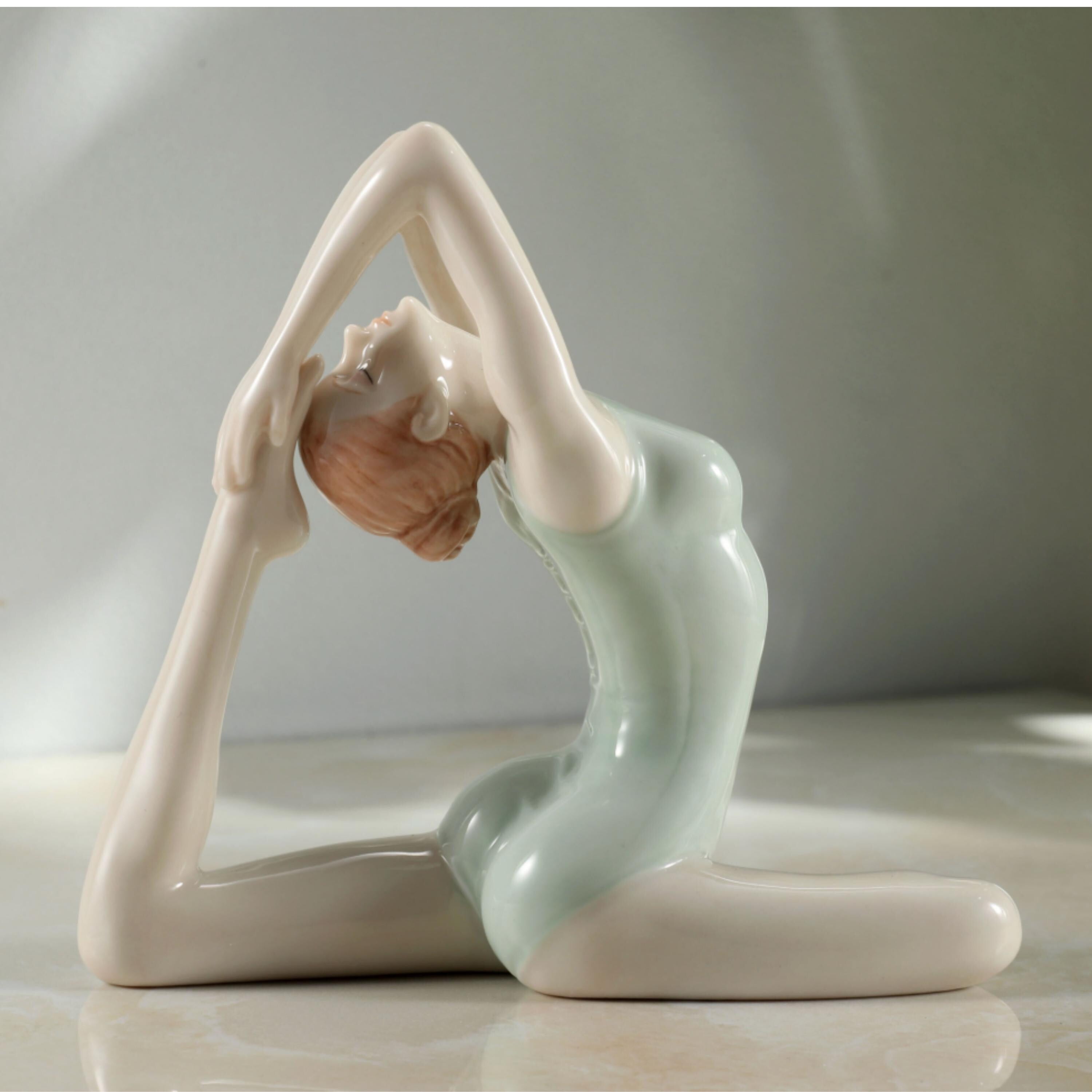 Fine Porcelain Yoga Sculpture, One Legged King Pigeon Pose, Eka Pada Rajakapotasana, Meditation Decor
