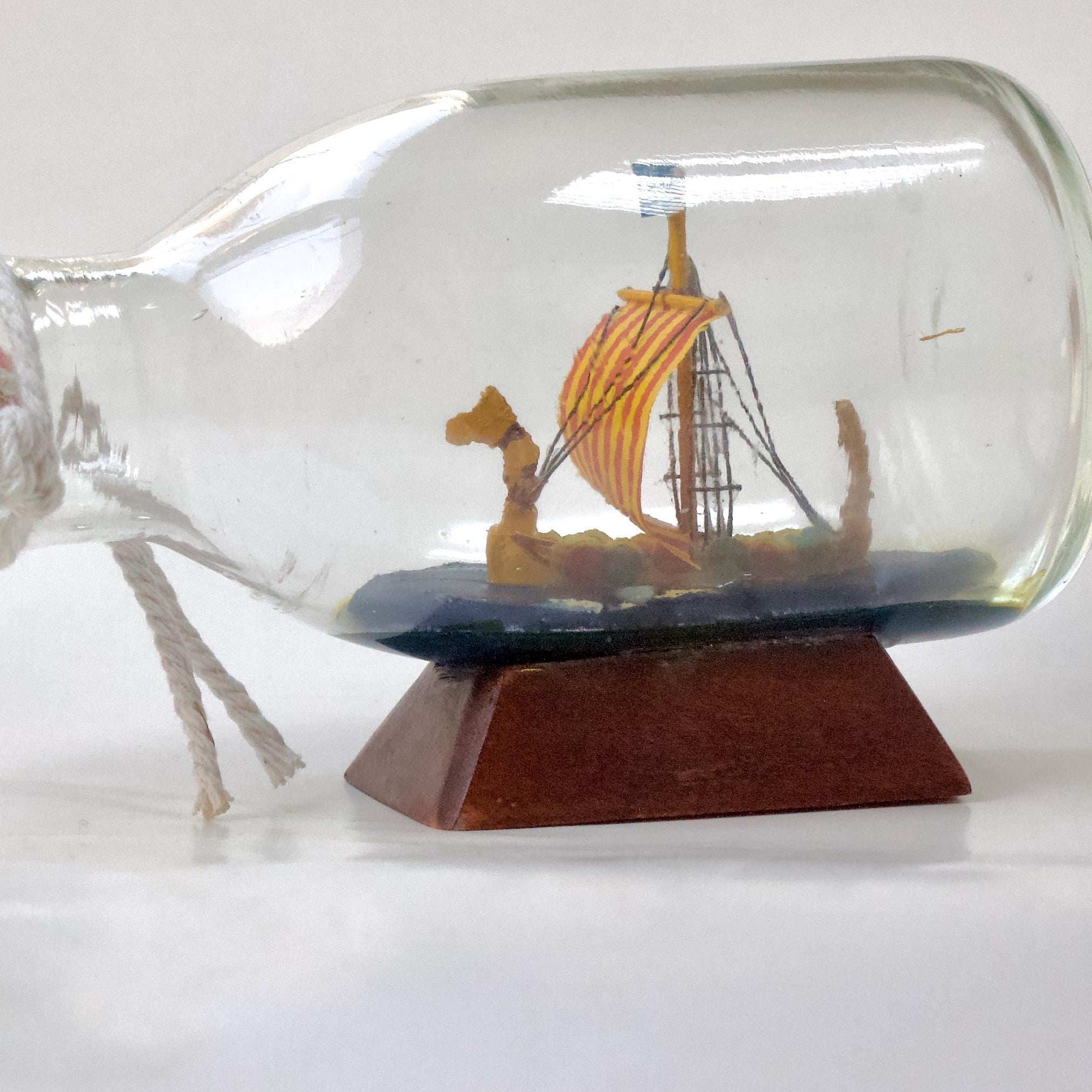 Mini Viking Ship in Bottle – Swedish Nautical Decor, Maritime Ornament