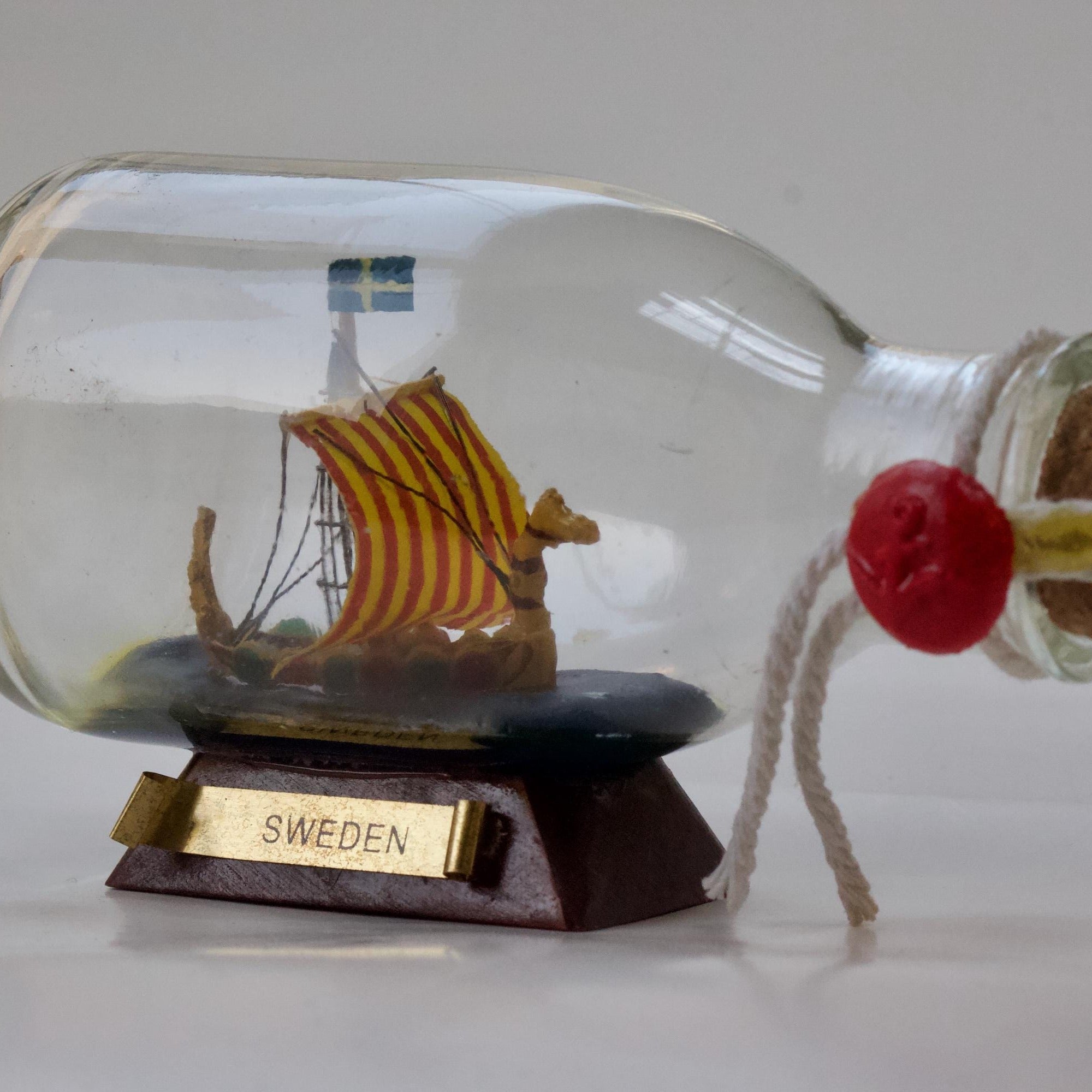 Mini Viking Ship in Bottle – Swedish Nautical Decor, Maritime Ornament