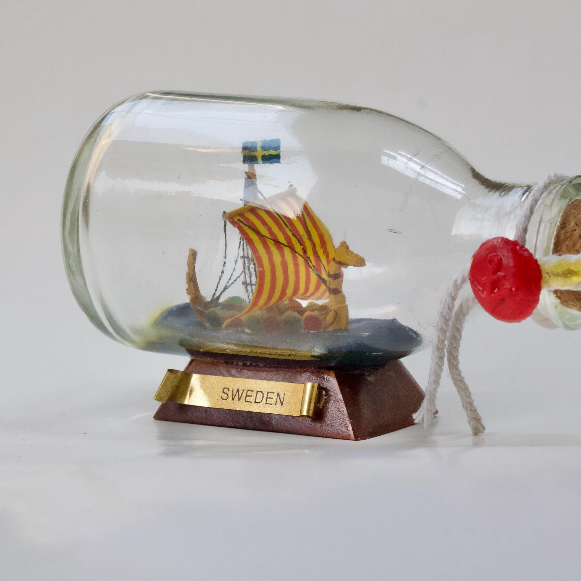 Mini Viking Ship in Bottle – Swedish Nautical Decor, Maritime Ornament