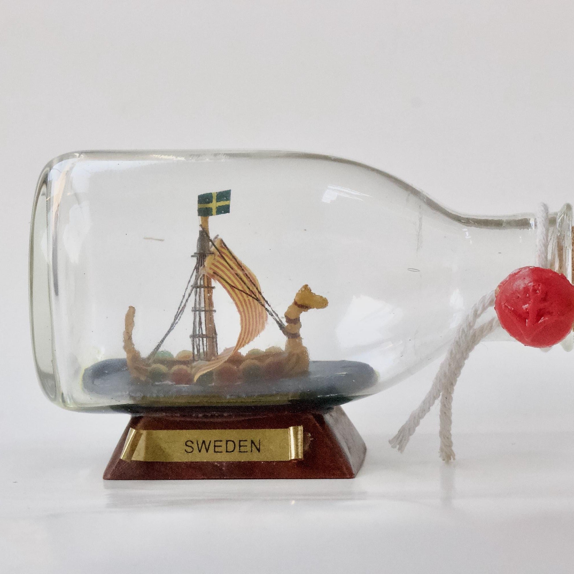 Mini Viking Ship in Bottle – Swedish Nautical Decor, Maritime Ornament