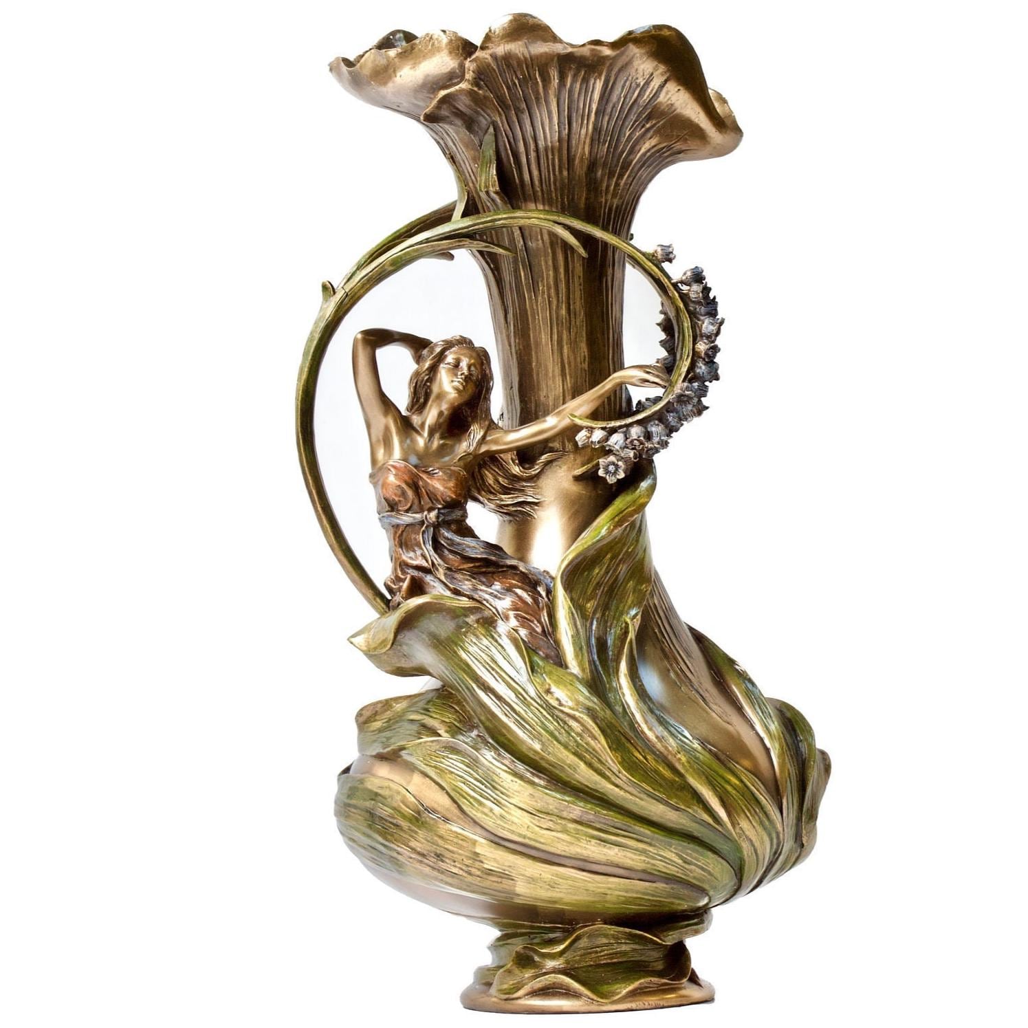 15.35 Inc Art Nouveau Vase with Hyacinths and Woman shape
