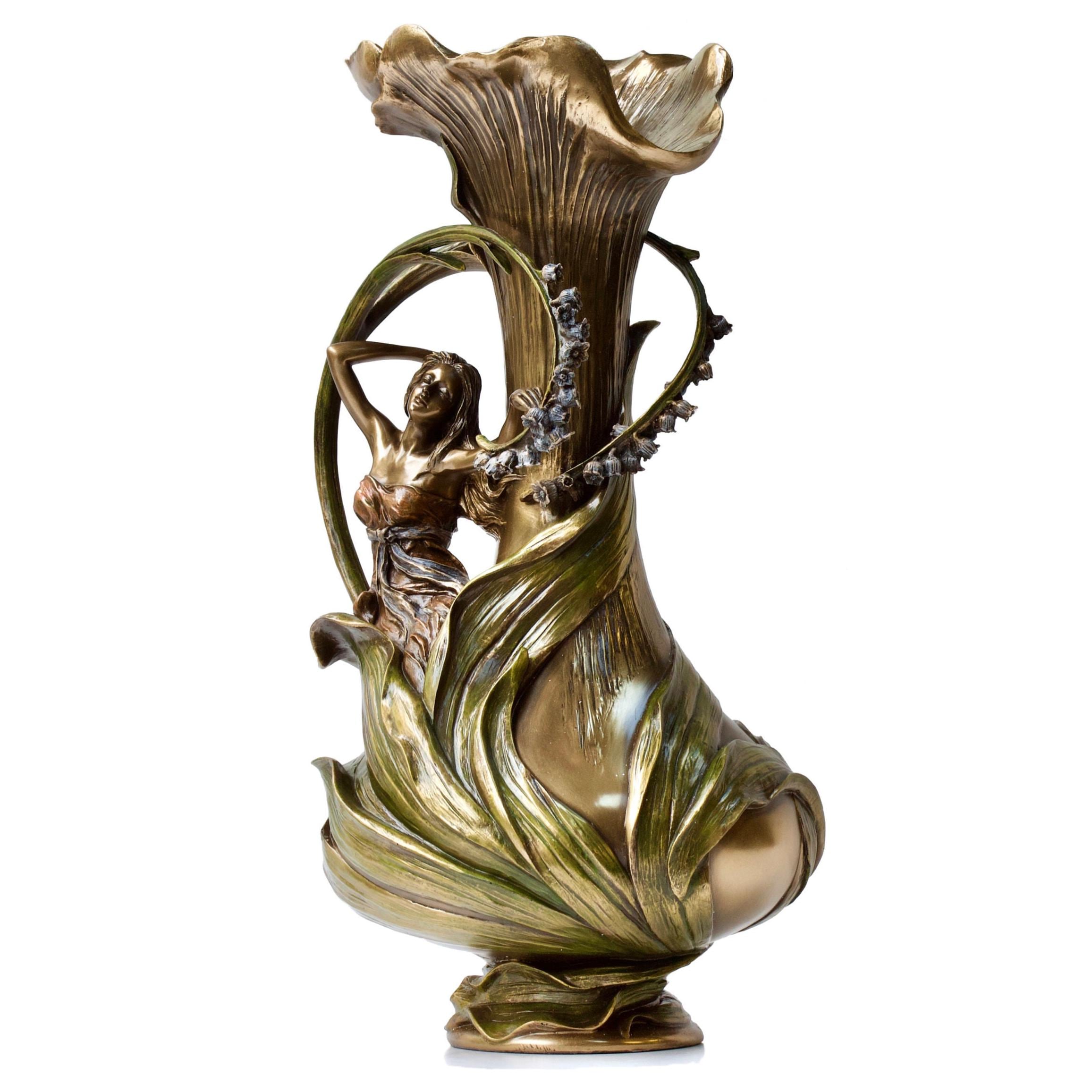 15.35 Inc Art Nouveau Vase with Hyacinths and Woman shape