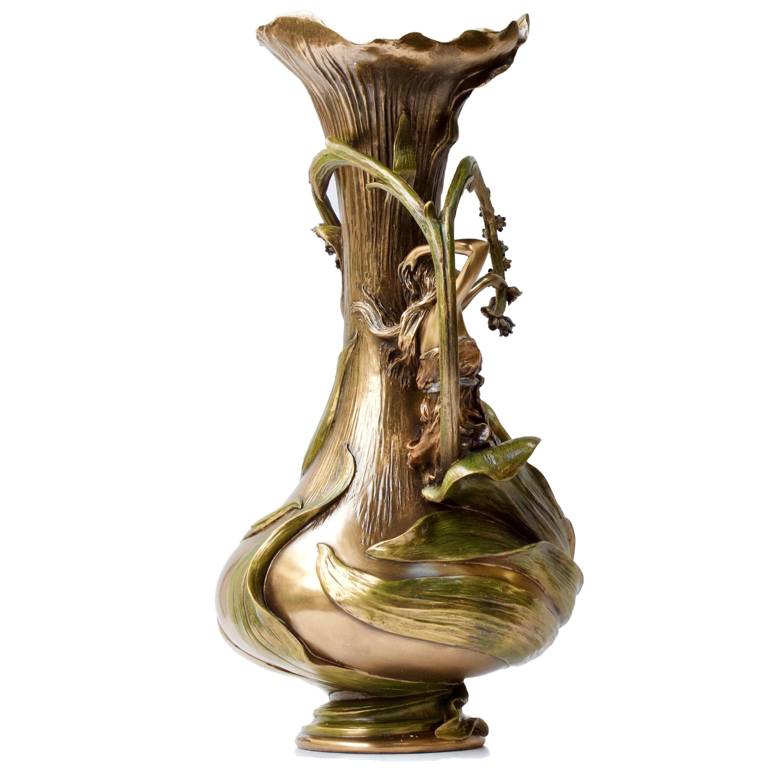 15.35 Inc Art Nouveau Vase with Hyacinths and Woman shape