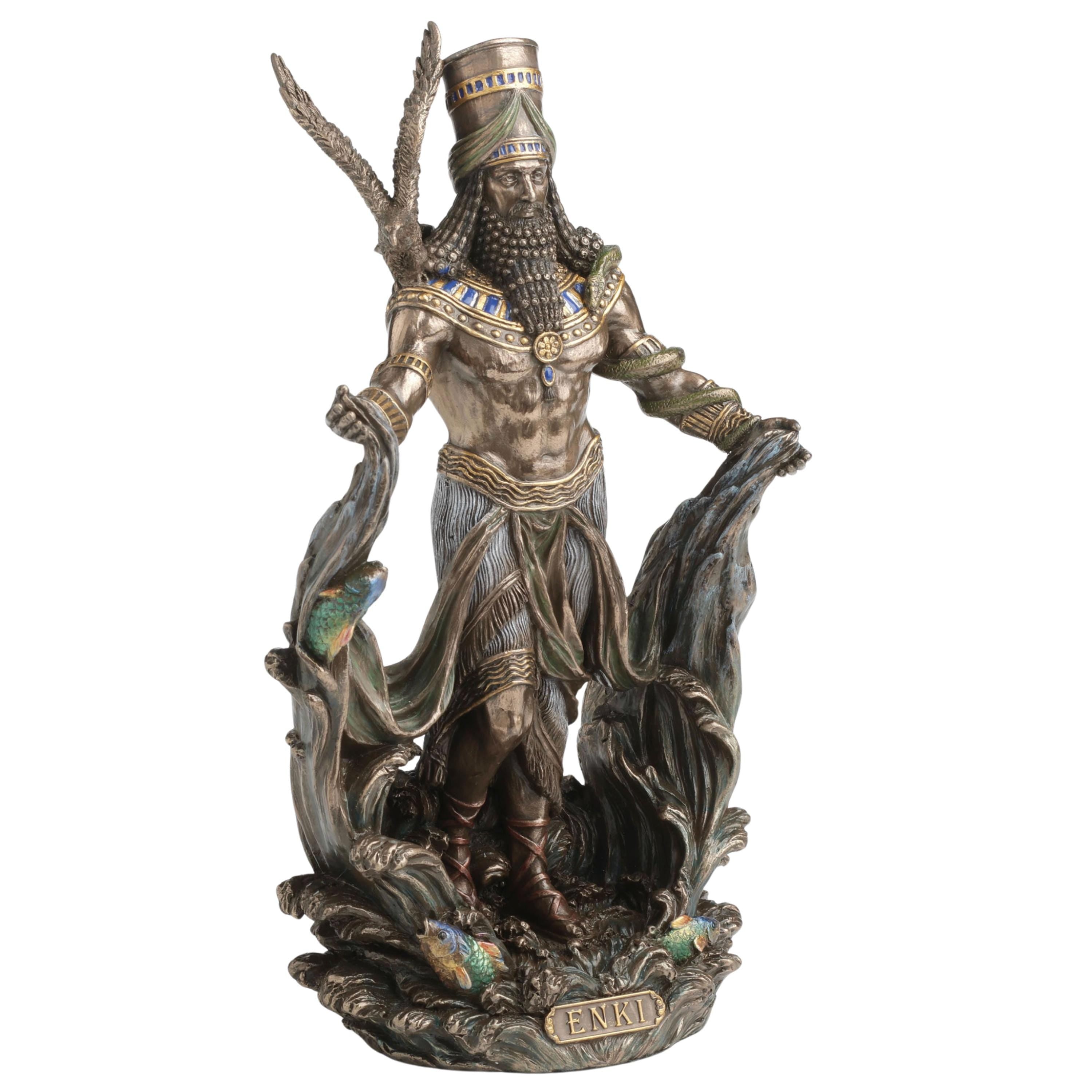 Enki Sumerian God of Water & Knowledge Statue. Ancient Mesopotamian Mythology Sculpture. Pagan Altar Decor Gift