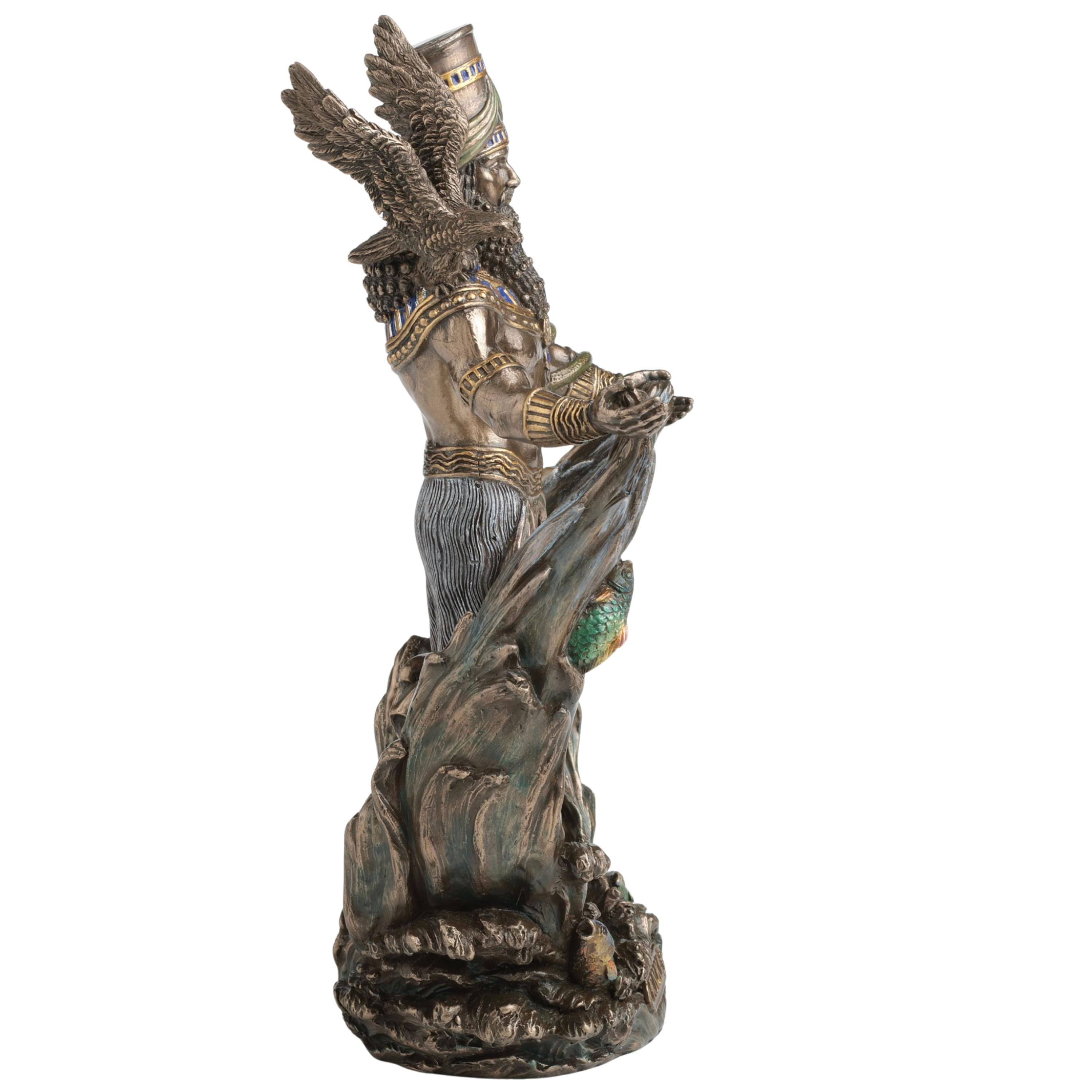 Enki Sumerian God of Water & Knowledge Statue. Ancient Mesopotamian Mythology Sculpture. Pagan Altar Decor Gift