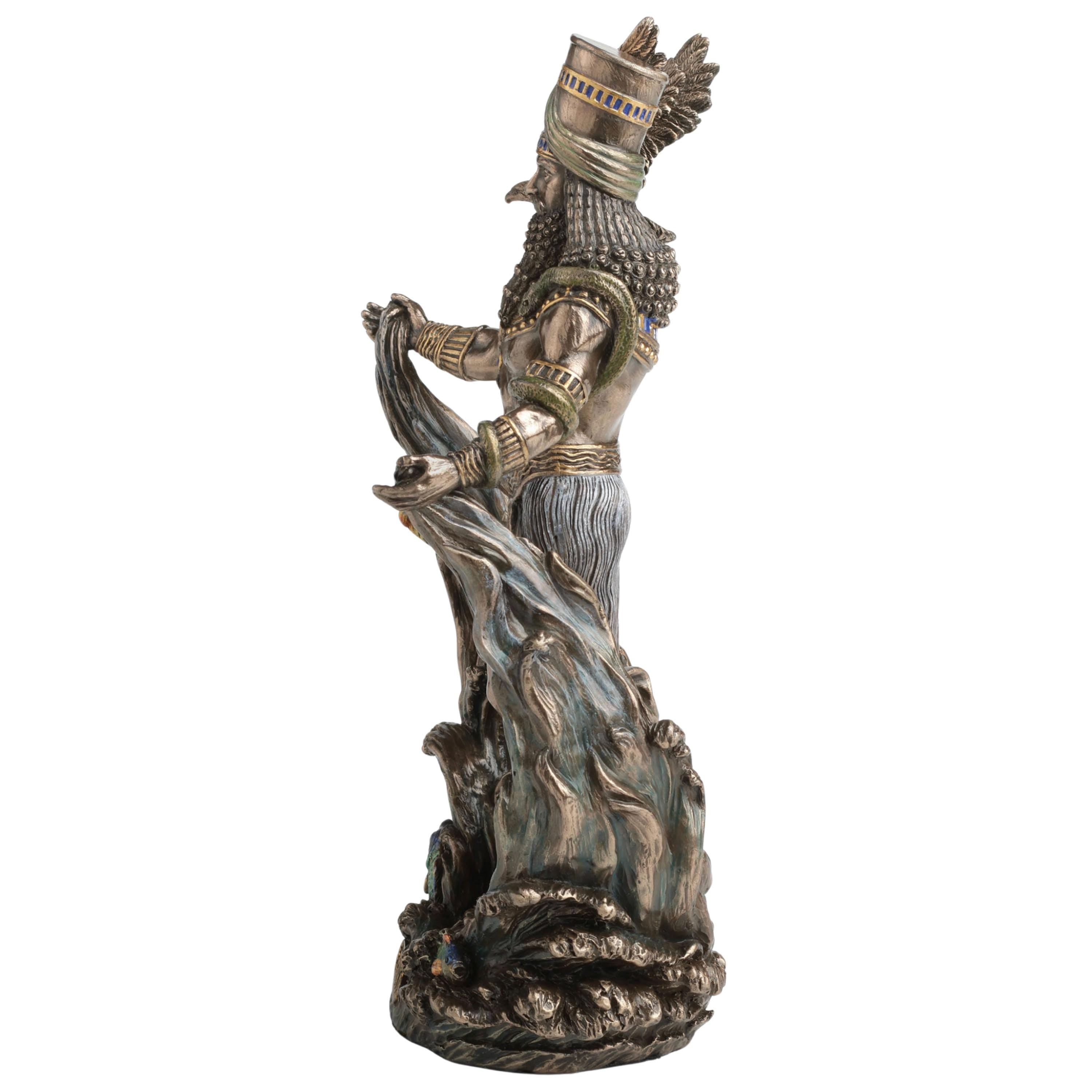 Enki Sumerian God of Water & Knowledge Statue. Ancient Mesopotamian Mythology Sculpture. Pagan Altar Decor Gift