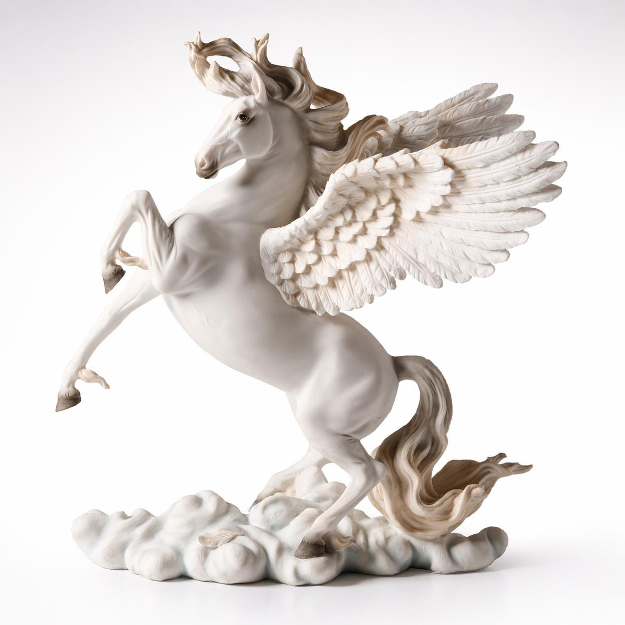 Winged Pegasus Statue, White Polystone Mythical Creature Sculpture, Greek Mythology Fantasy Decor