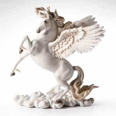 Winged Pegasus Statue, White Polystone Mythical Creature Sculpture, Greek Mythology Fantasy Decor