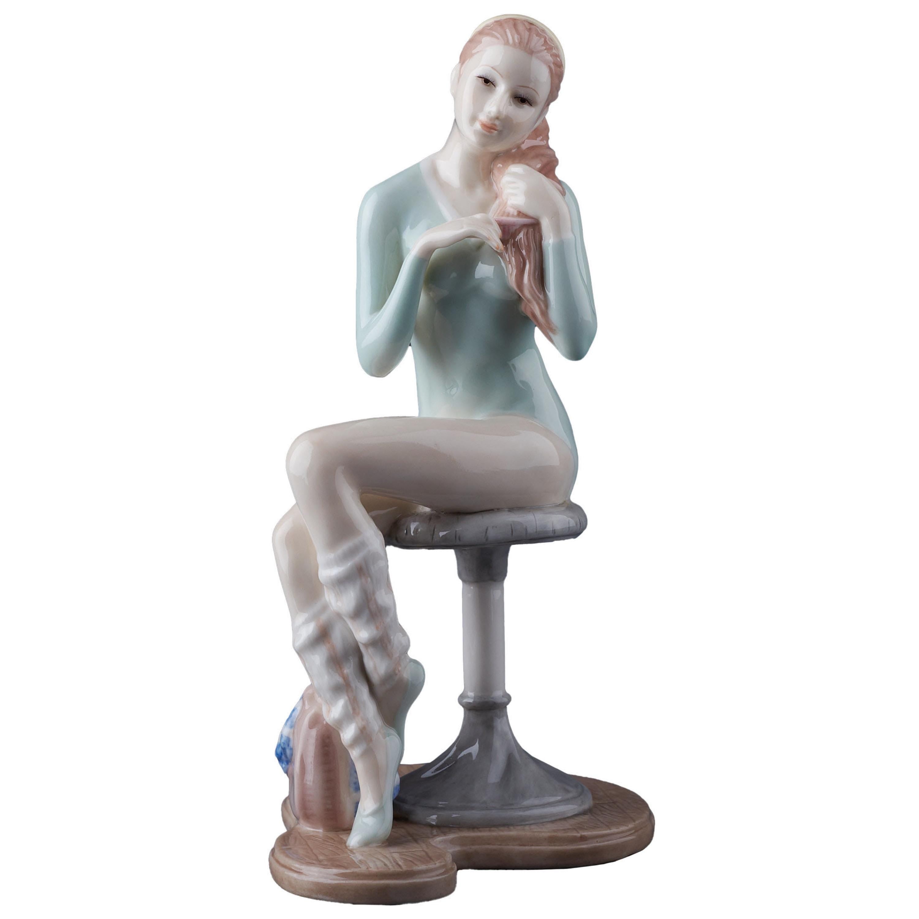 Fine Porcelain Ballerina Figurine, Hand-Painted Ballet Dancer Sculpture, Modern Home Decor