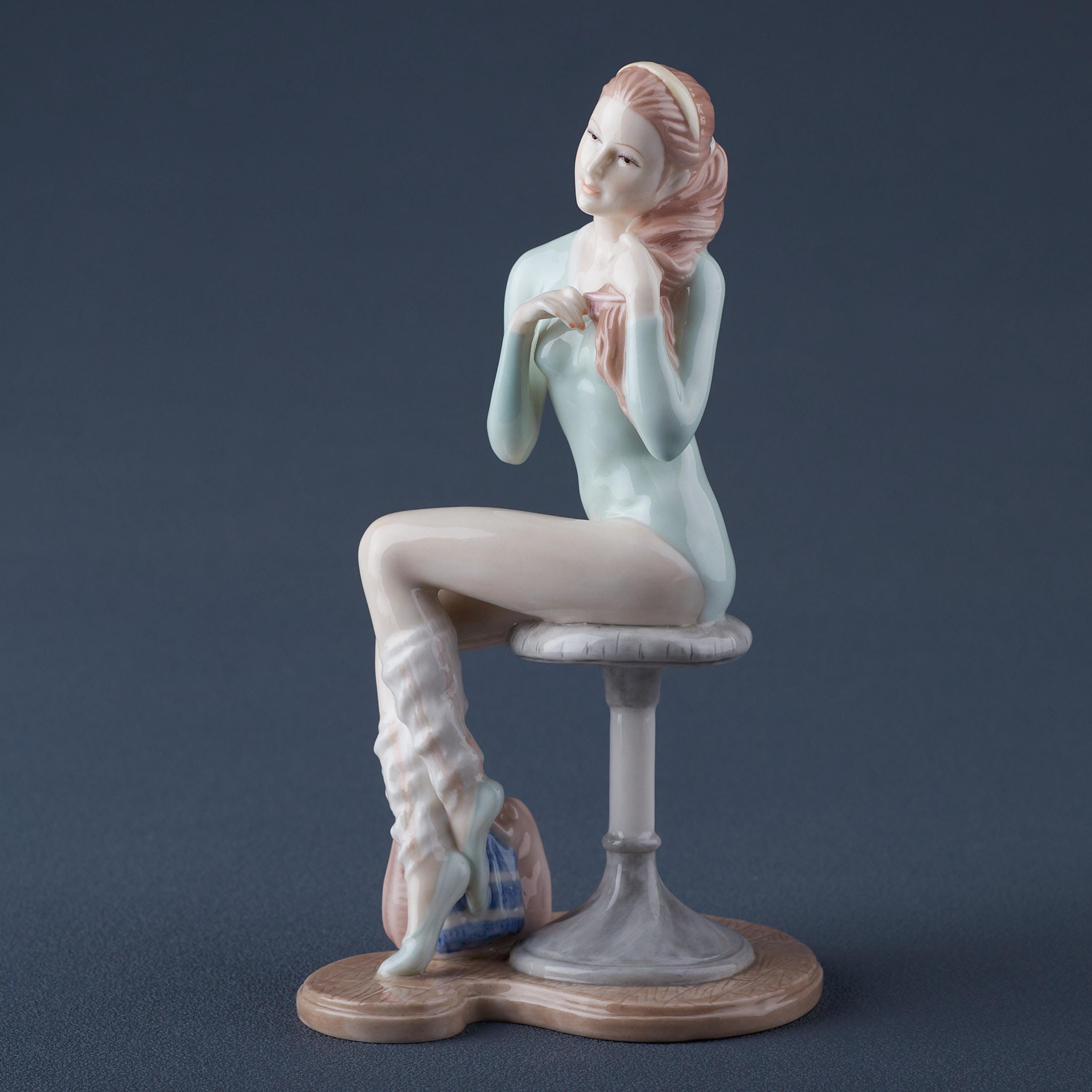 Fine Porcelain Ballerina Figurine, Hand-Painted Ballet Dancer Sculpture, Modern Home Decor