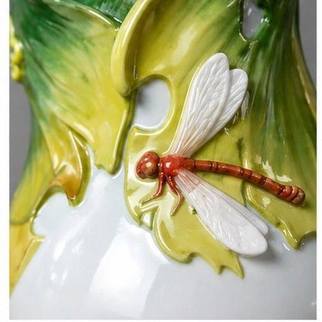 Dragonfly Porcelain Vase: Snapdragon Flower Decor