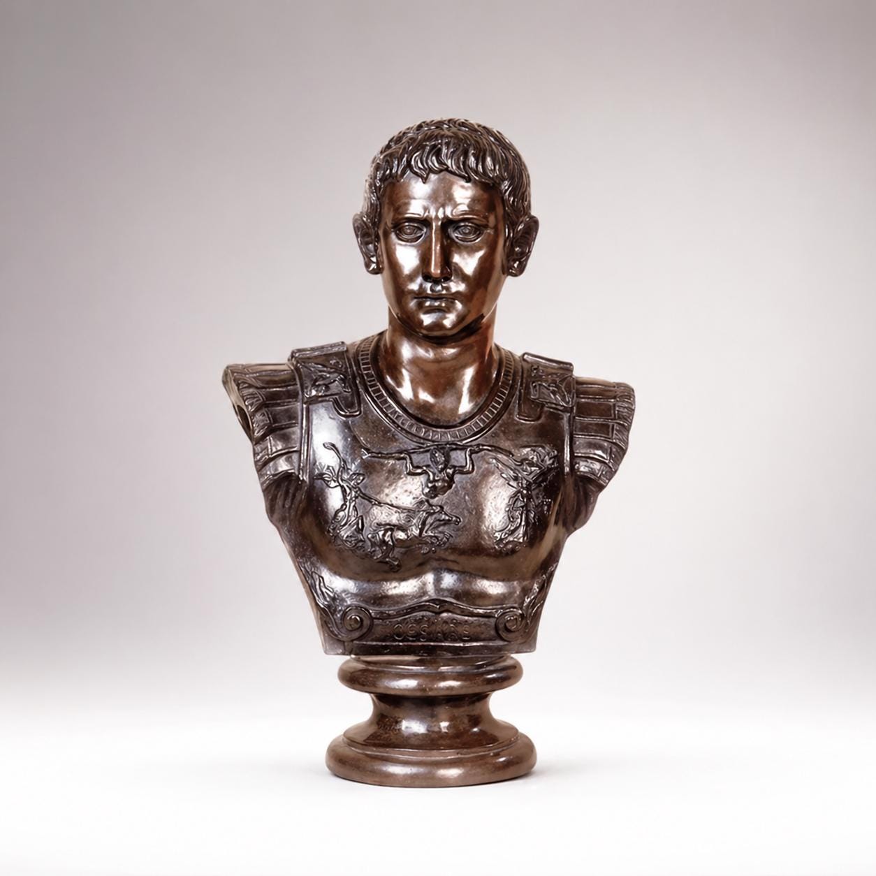 Large Bronze Caesar Augustus Bust: Roman Emperor Sculpture (26 Inch)