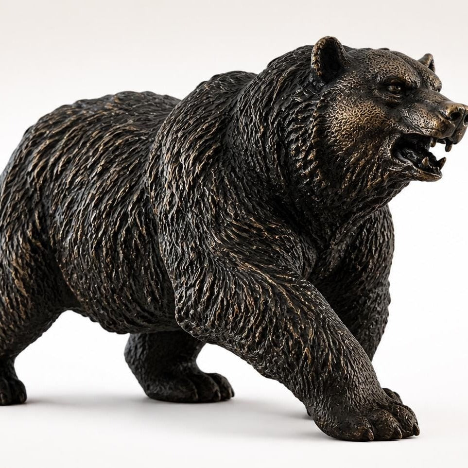 Bronze Bear Sculpture: Wildlife Art, Lost Wax Cast, 20cm Figurine