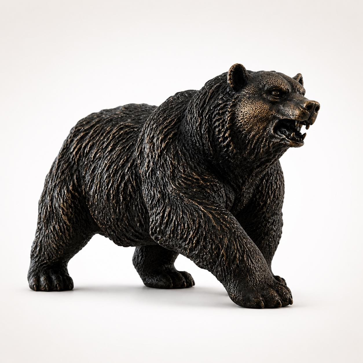 Bronze Bear Sculpture: Wildlife Art, Lost Wax Cast, 20cm Figurine