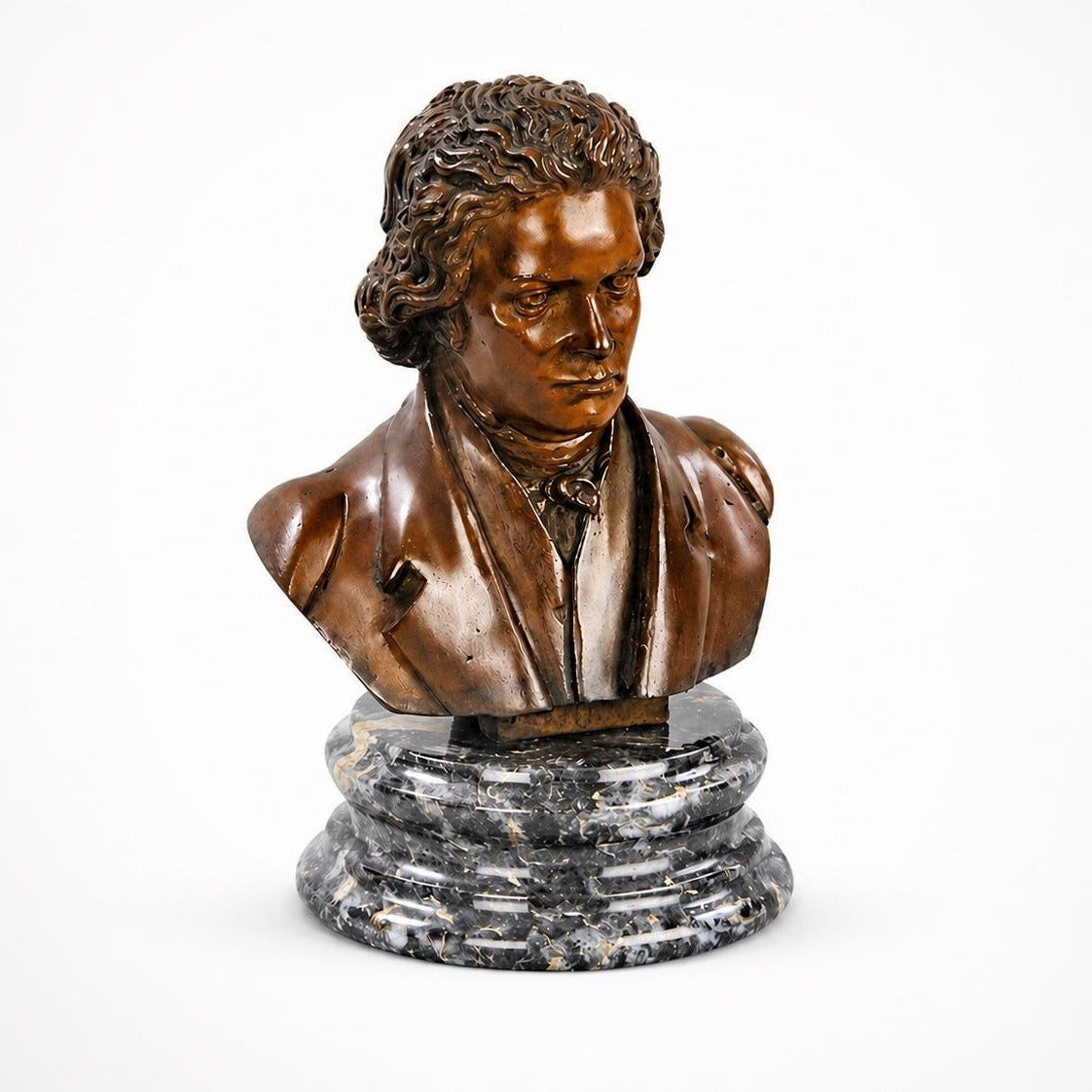 Bronze Beethoven Bust Sculpture: Classical Composer Portrait, Lost Wax Art