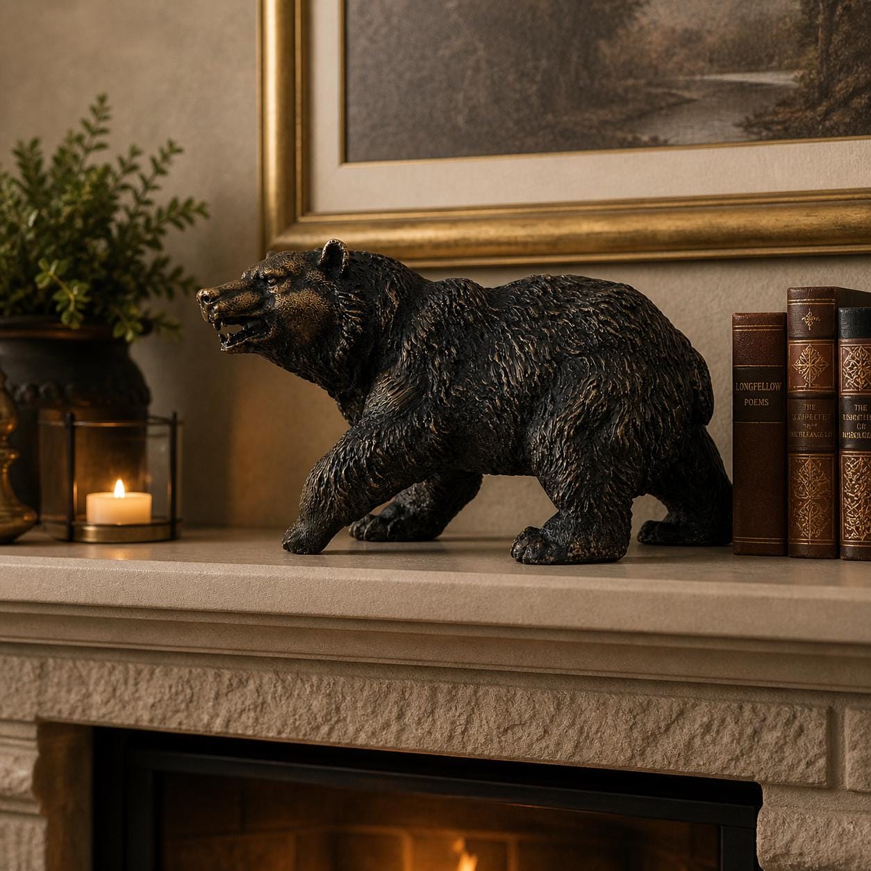 Bronze Bear Sculpture: Wildlife Art, Lost Wax Cast, 20cm Figurine