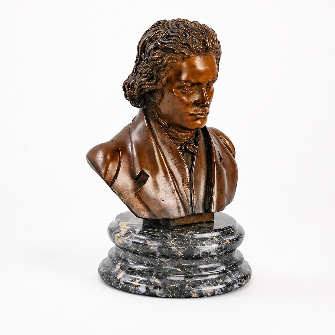 Bronze Beethoven Bust Sculpture: Classical Composer Portrait, Lost Wax Art