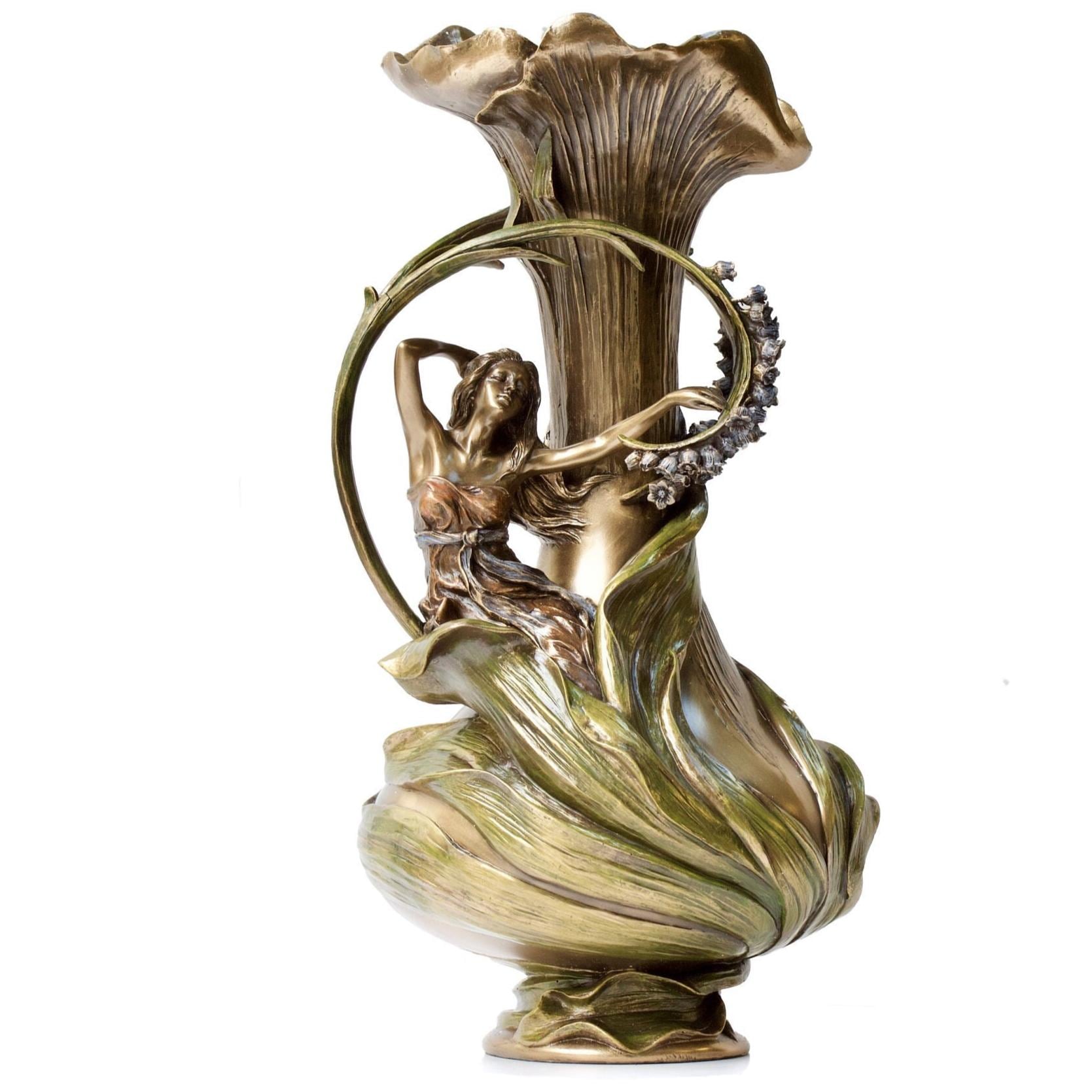 15.35 Inc Art Nouveau Vase with Hyacinths and Woman shape
