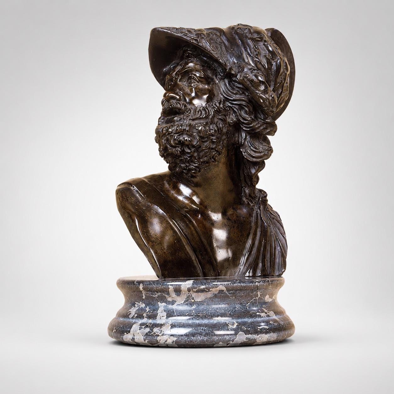 Menelaus Bronze Bust Sculpture: Greek Mythology Classical Roman Warrior Art