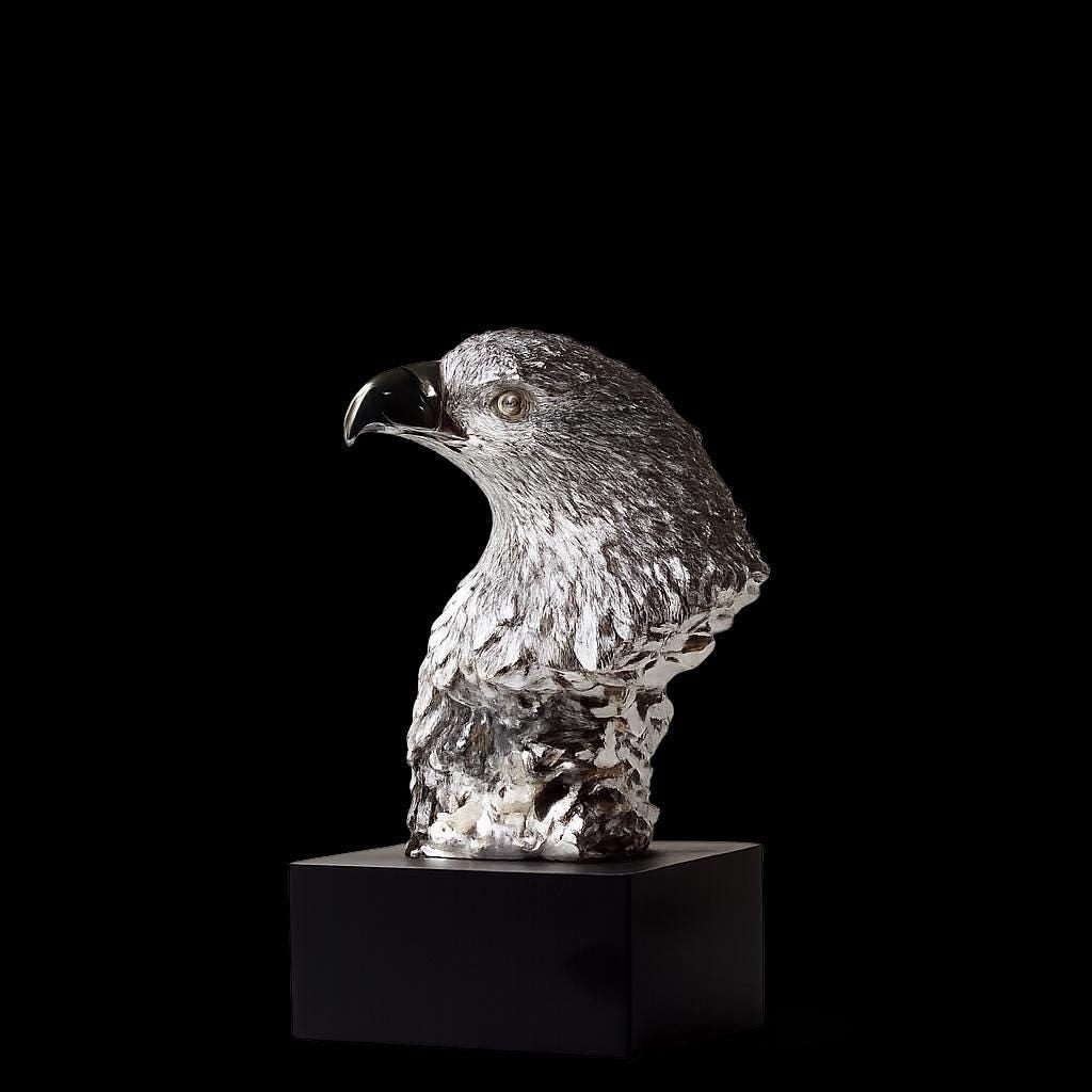 American Eagle Head Sculpture on Pedestal