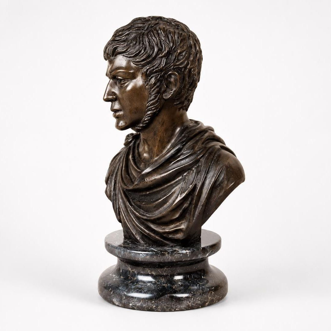 Bronze Roman Bust of Emperor Nero | Handmade Sculpture | Historical Art Decor