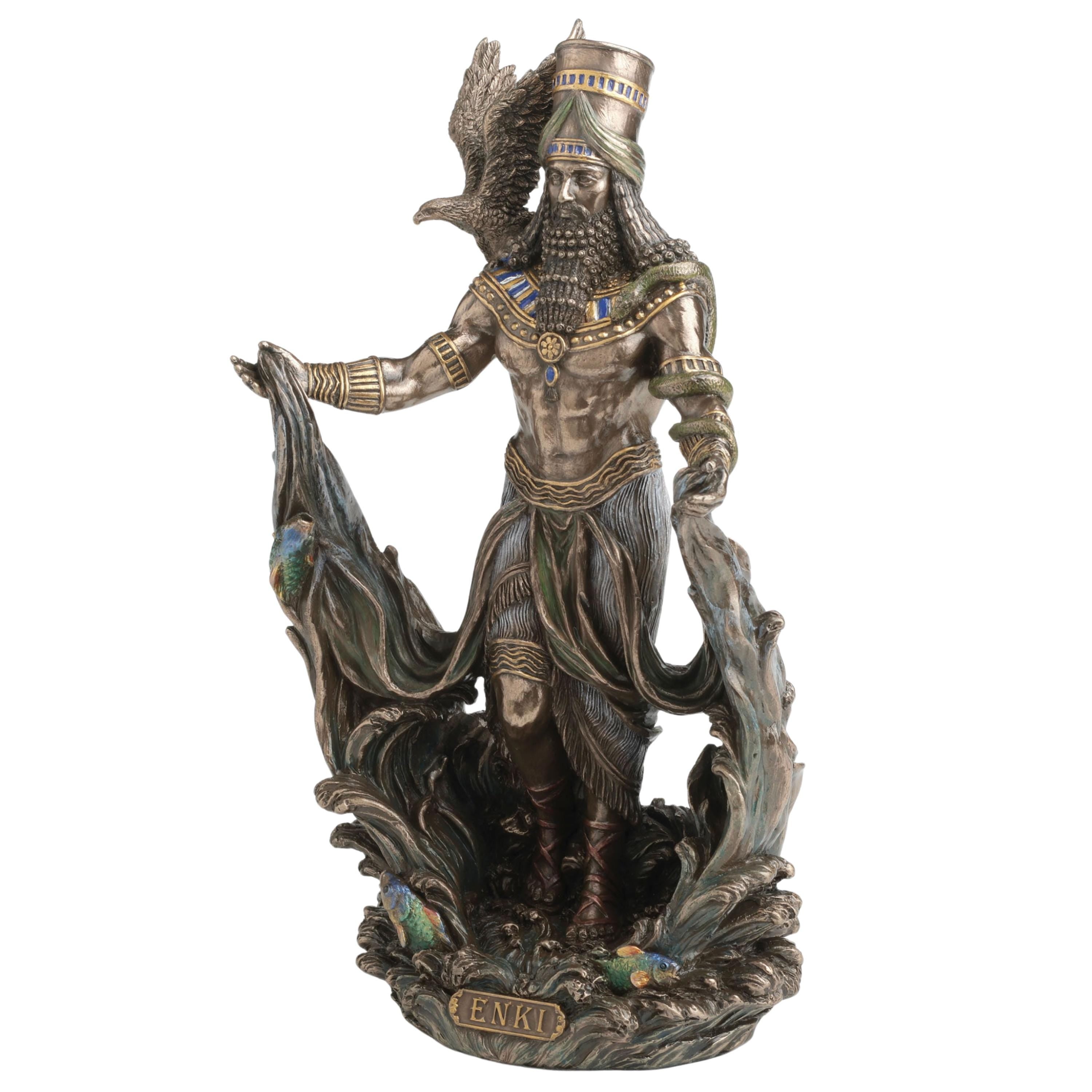 Enki Sumerian God of Water & Knowledge Statue. Ancient Mesopotamian Mythology Sculpture. Pagan Altar Decor Gift