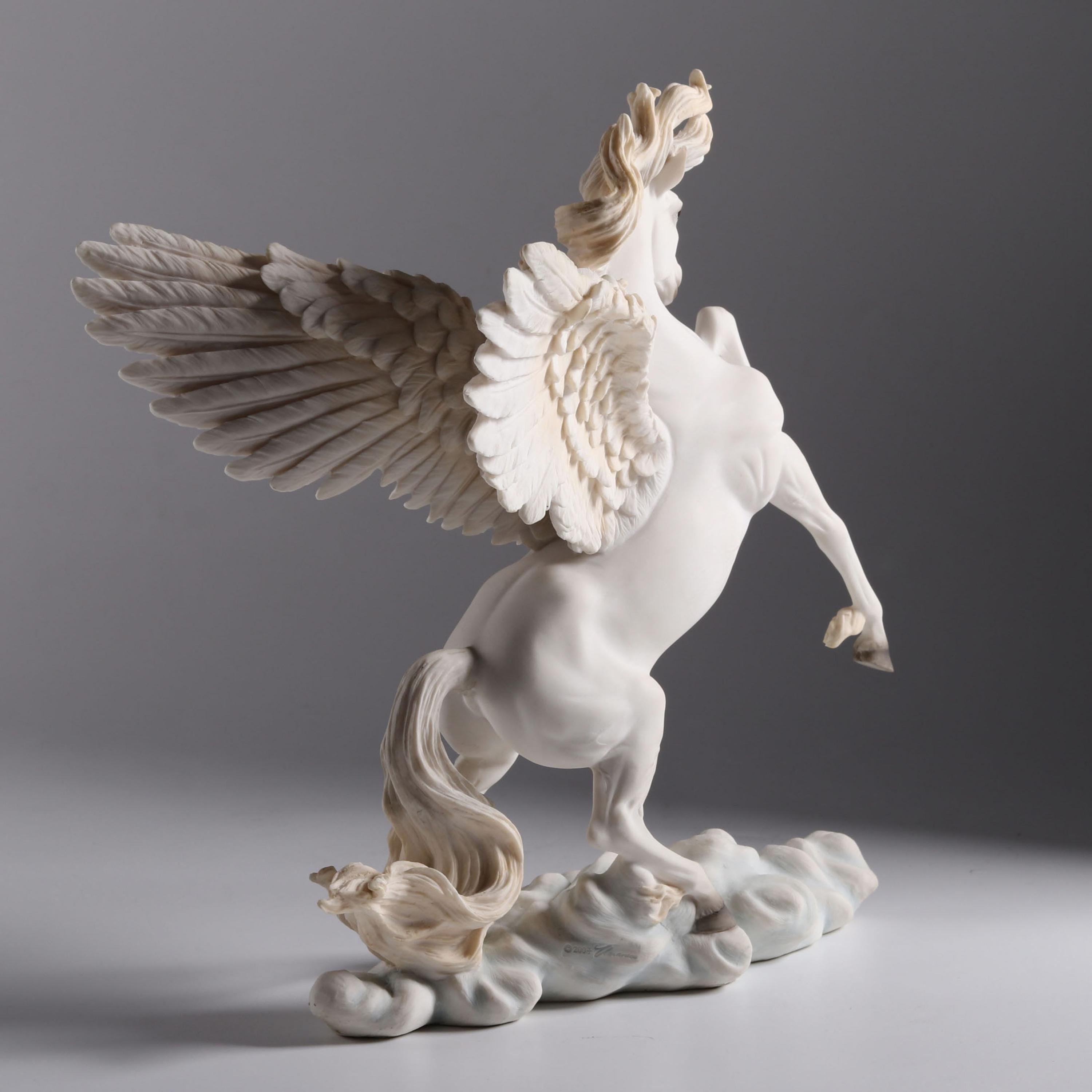 Winged Pegasus Statue, White Polystone Mythical Creature Sculpture, Greek Mythology Fantasy Decor