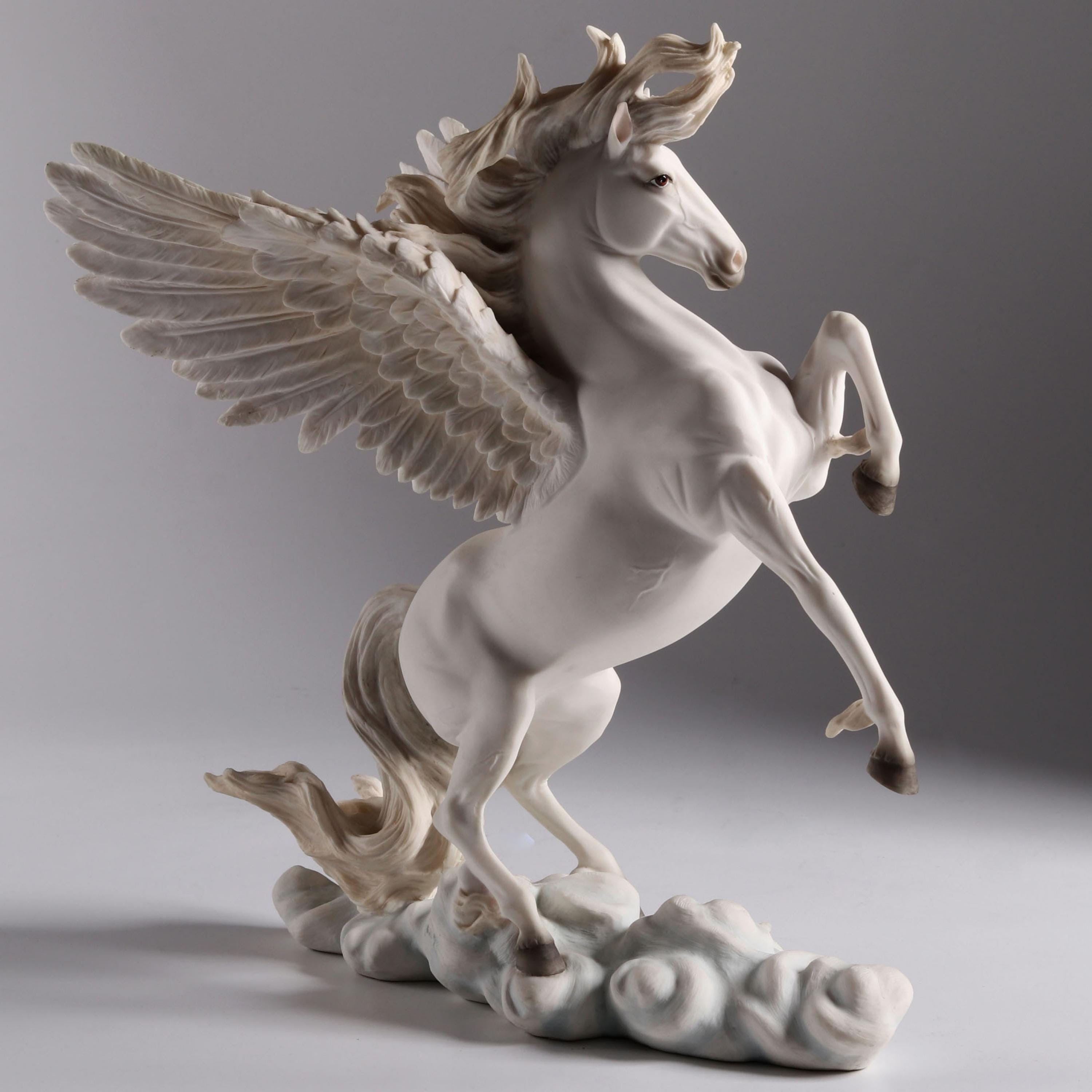 Winged Pegasus Statue, White Polystone Mythical Creature Sculpture, Greek Mythology Fantasy Decor