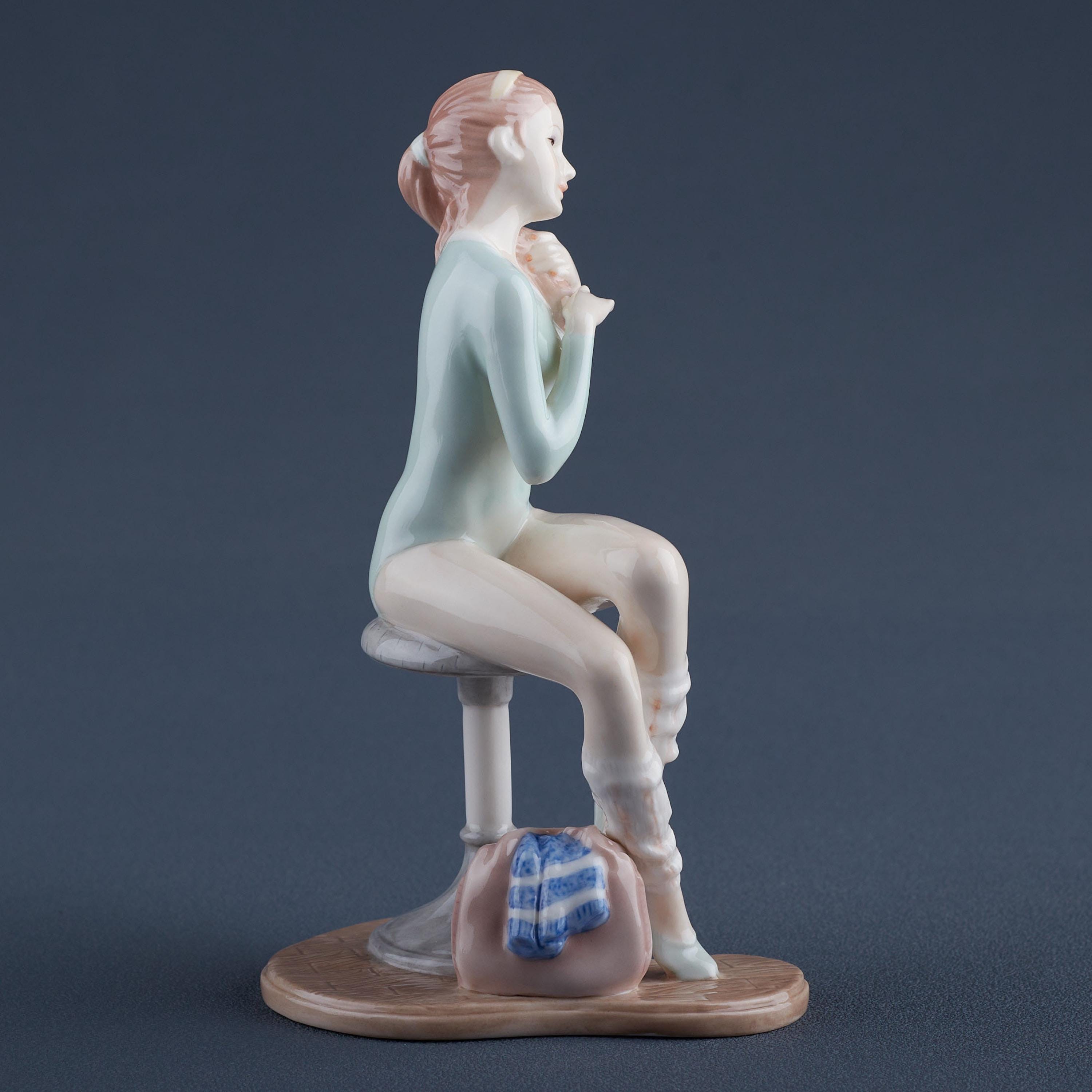 Fine Porcelain Ballerina Figurine, Hand-Painted Ballet Dancer Sculpture, Modern Home Decor