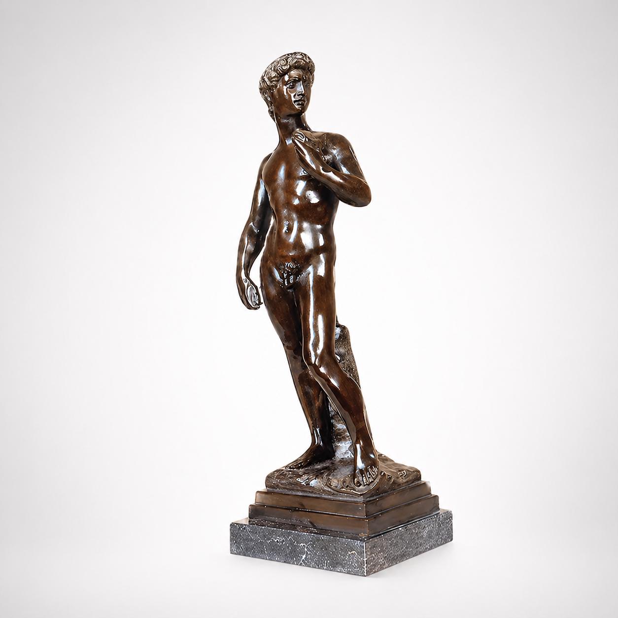 24 Inch Bronze David Sculpture: Michelangelo Museum Copy
