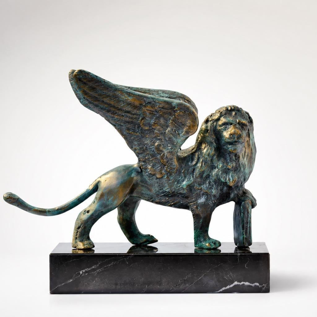 Bronze Winged Lion Sculpture: Saint Mark Lion Figurine
