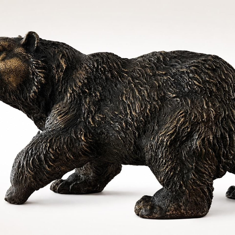Bronze Bear Sculpture: Wildlife Art, Lost Wax Cast, 20cm Figurine