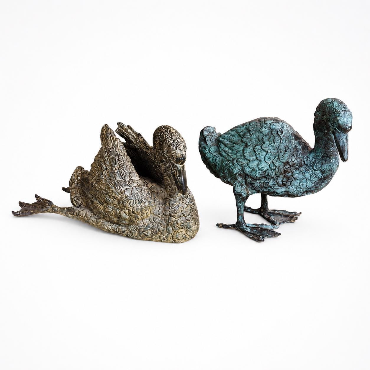 Bronze Geese Pair Sculpture | Lost Wax Casting Garden Art Statue