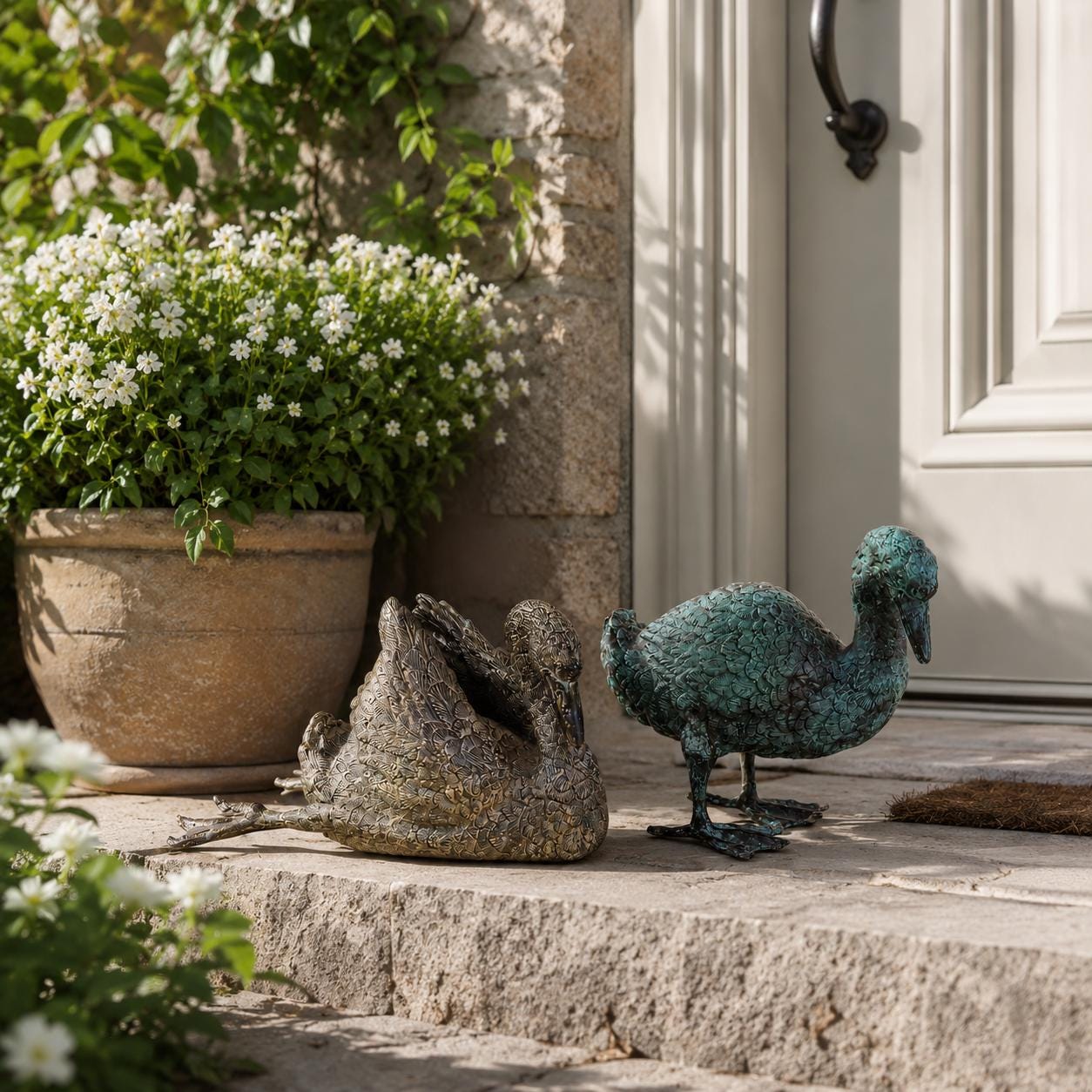 Bronze Geese Pair Sculpture | Lost Wax Casting Garden Art Statue