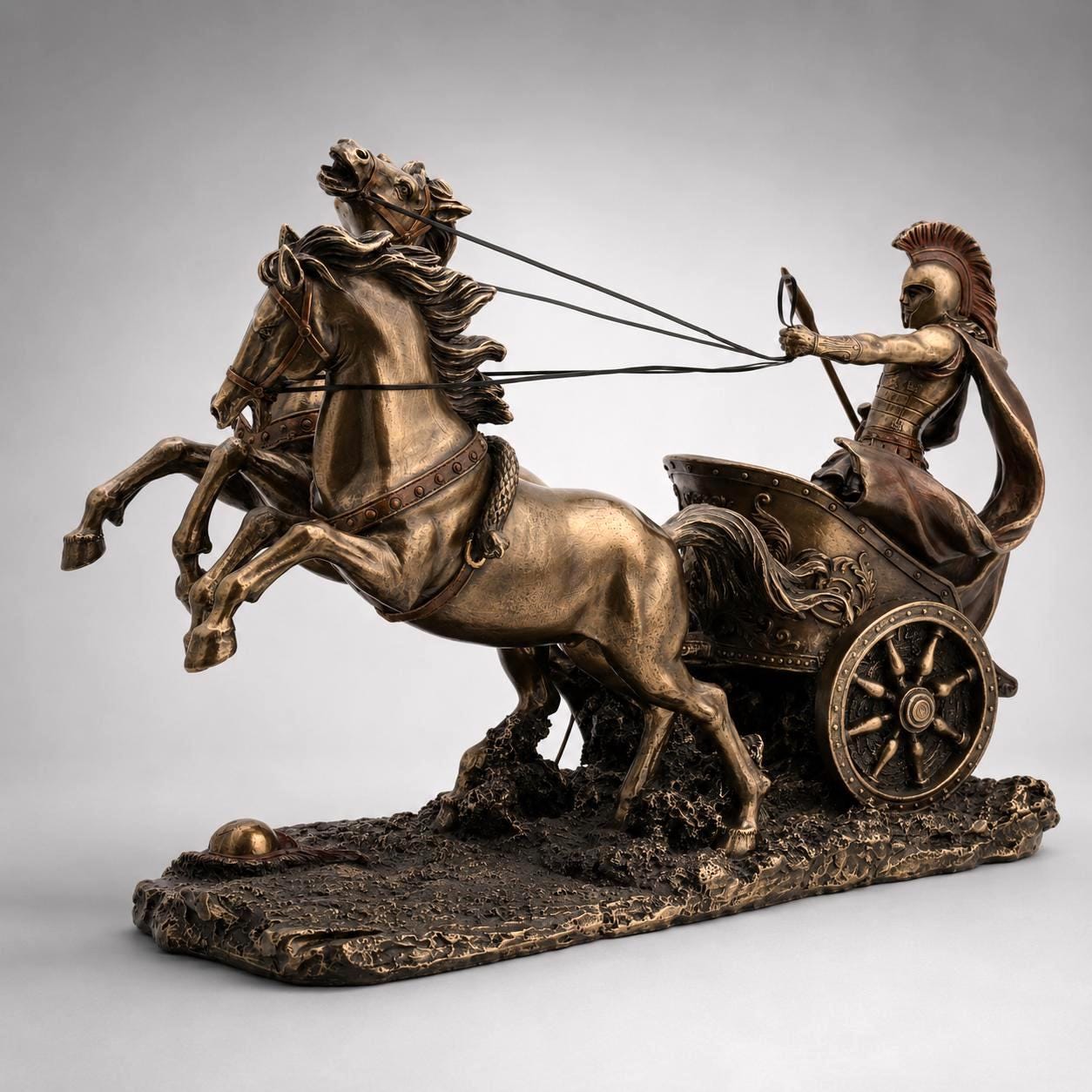 14.56 Inches Large Achilles Statue. Achilles riding Chariot Troy Battle Sculpture