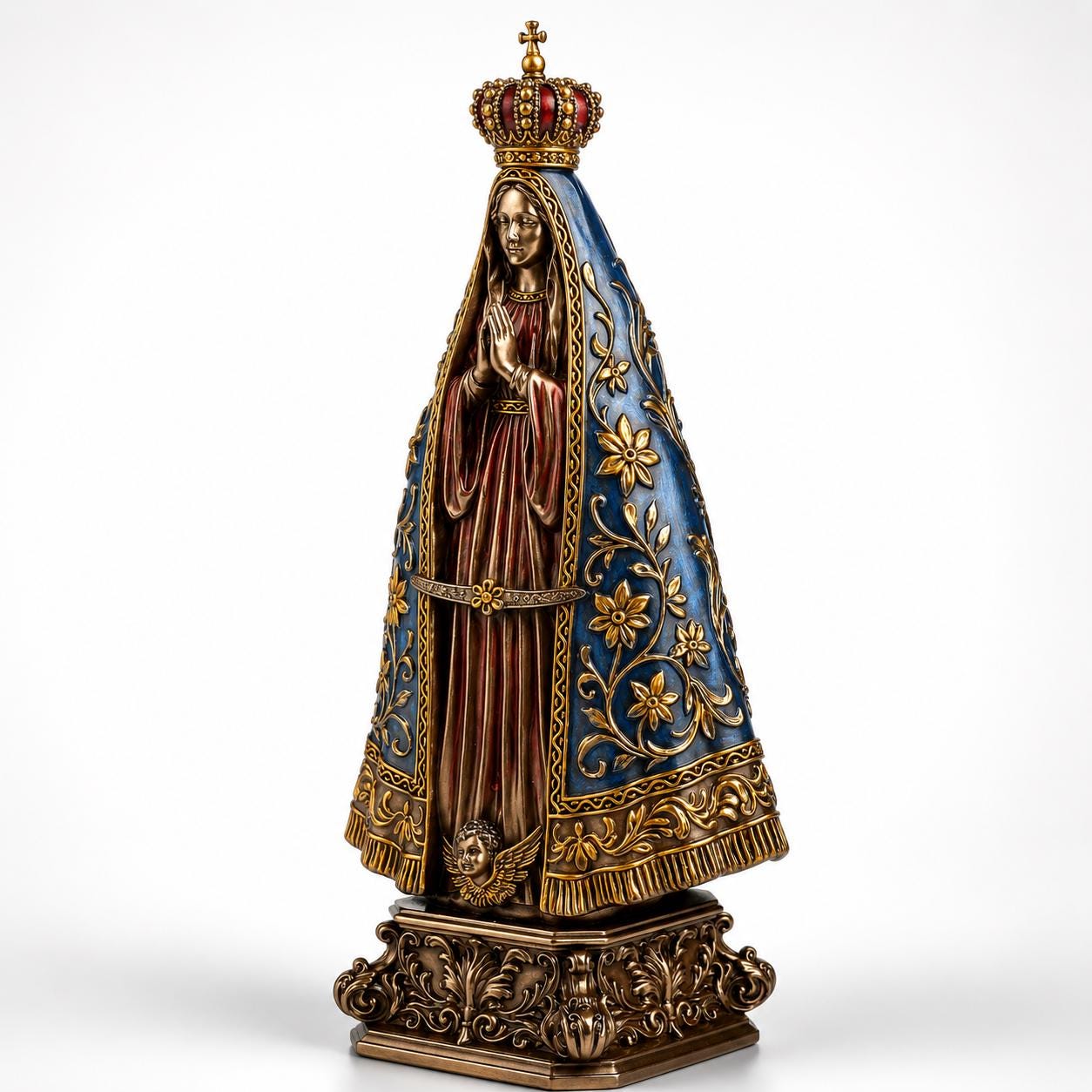 Our Lady of Aparecida Statue, Virgin Mary Figurine, Catholic Religious Decor, Brazilian Patron Saint, Christian Home Altar Gift