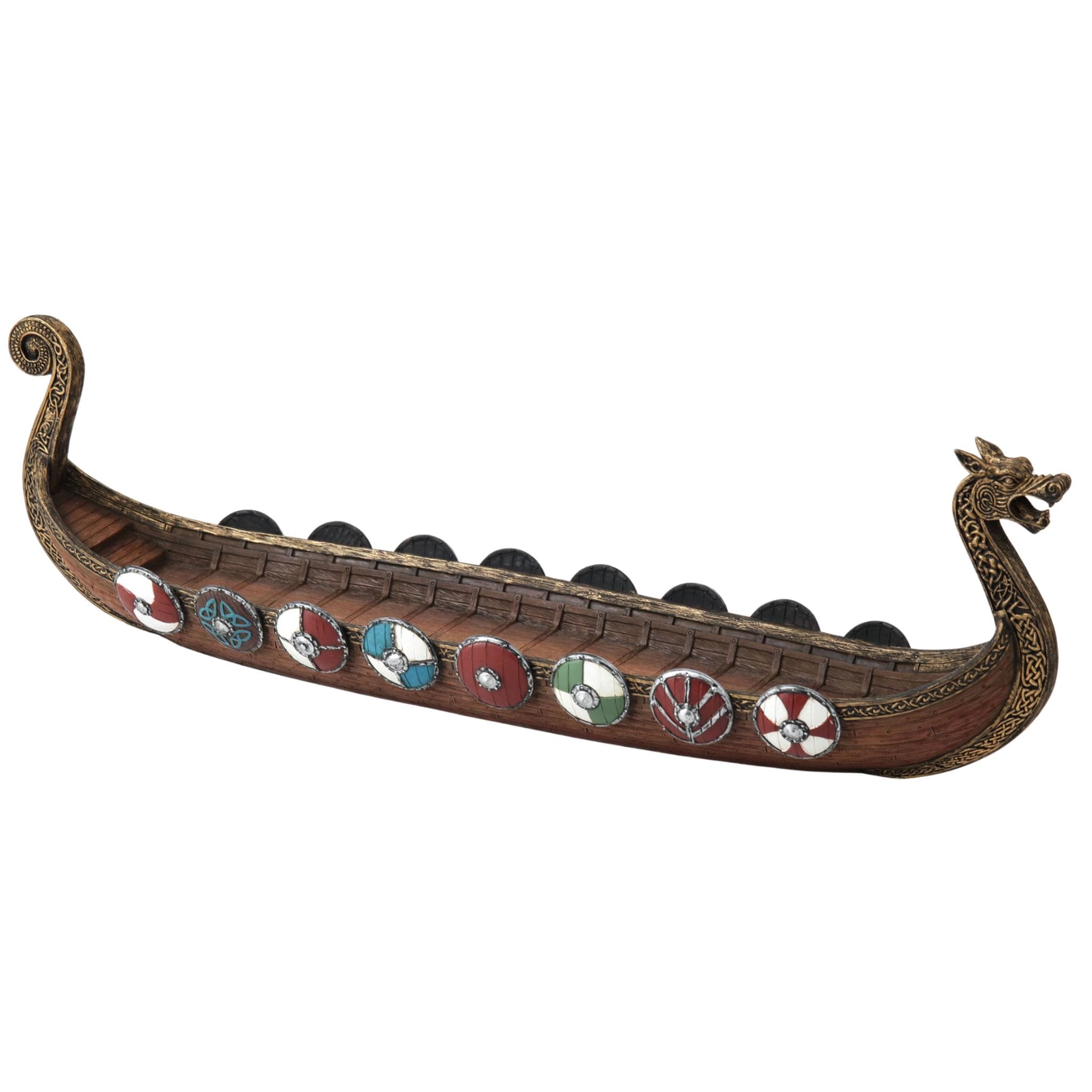 Viking Longship & Warband of Six, Norse Dwarf Warriors, Drakkar Ship Display, Viking Tabletop Decor, Scandinavian Gift