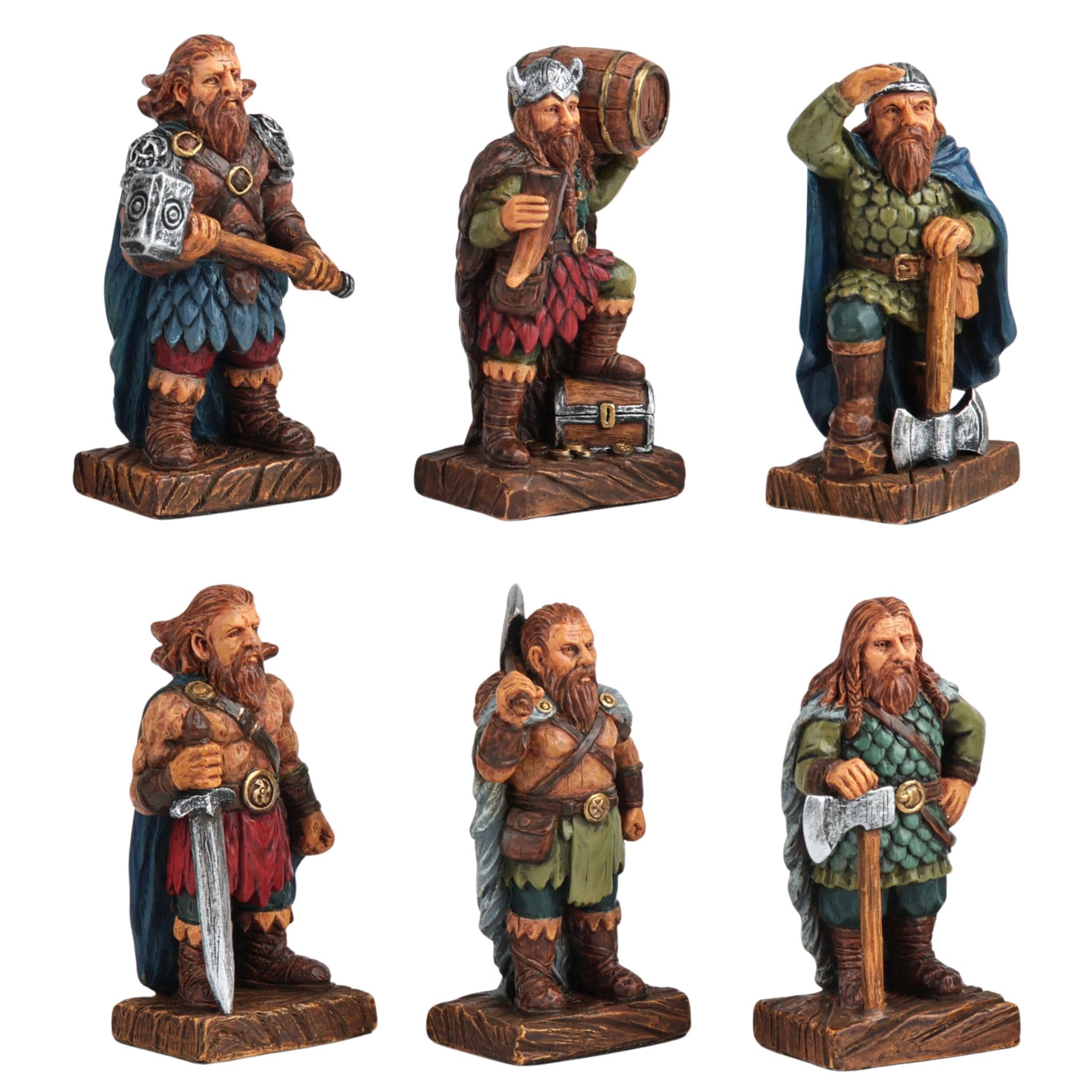Viking Longship & Warband of Six, Norse Dwarf Warriors, Drakkar Ship Display, Viking Tabletop Decor, Scandinavian Gift