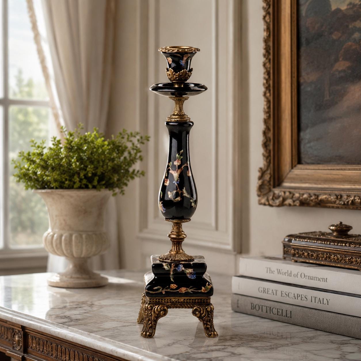 Rococo Candle Holder Pair | Handcrafted Brass Decor