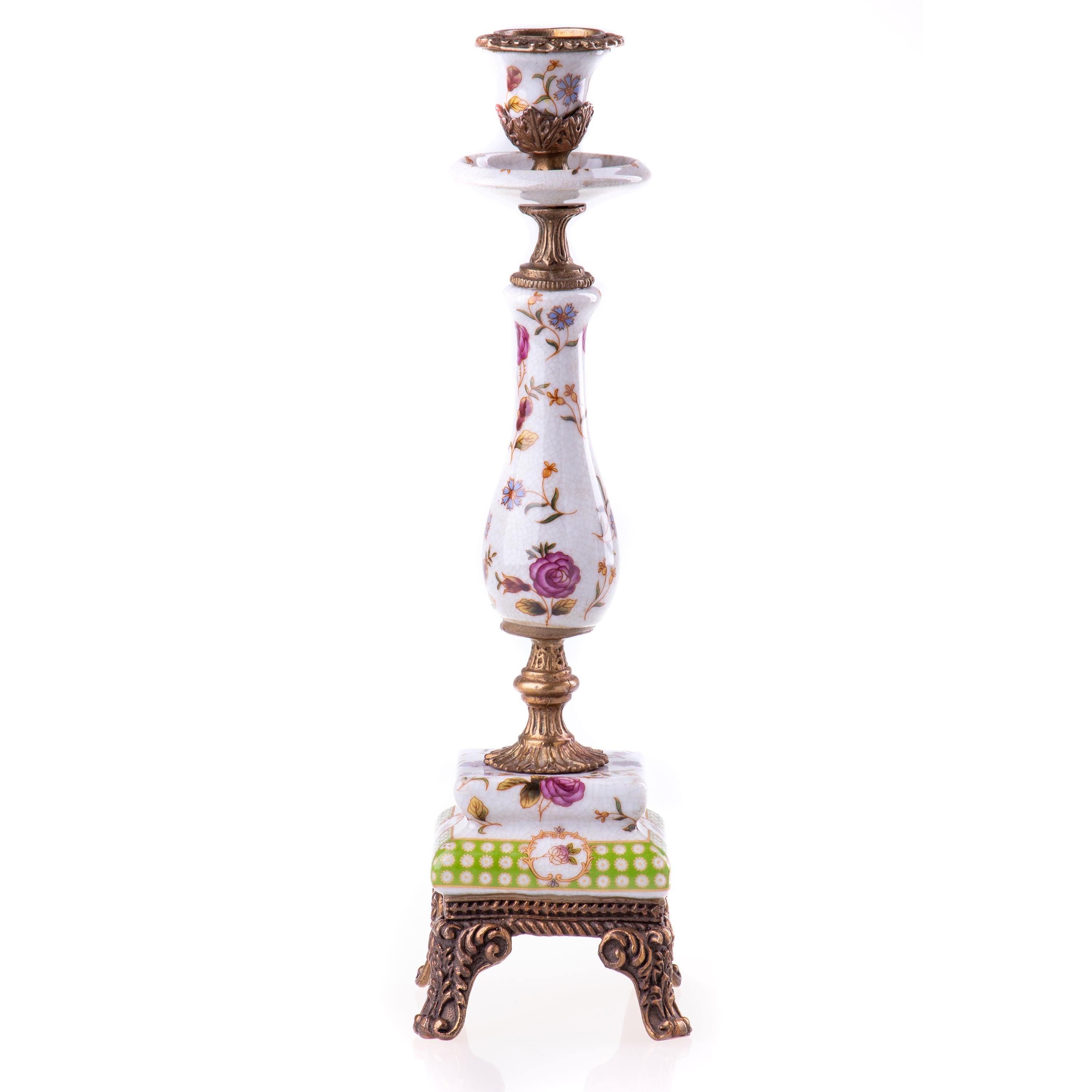 Floral Porcelain Candlestick | Handcrafted Porcelain Decor