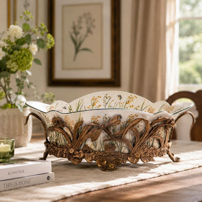 Dragonfly Bronze Centerpiece Bowl | Handcrafted Bronze Decor